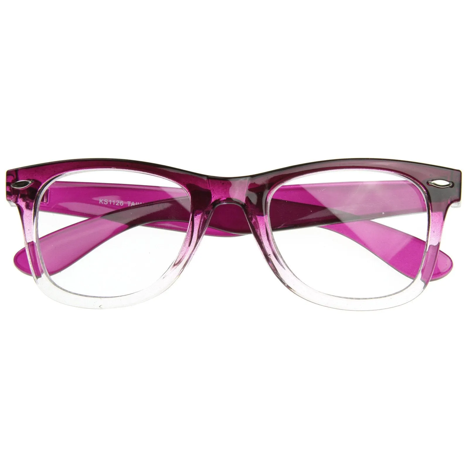 Two Tone Retro Color Fade Clear Lens Horned Rim Glasses 8536 sold by ZeroUV