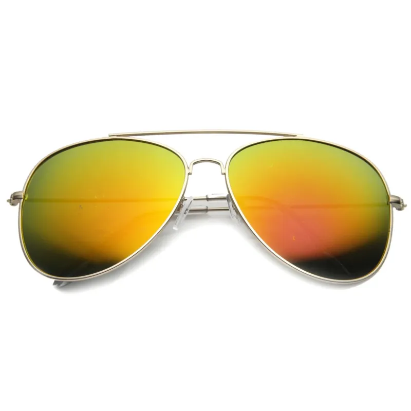Large Retro Mirror Lens Full Metal Aviator Sunglasses 9876 sold by ZeroUV