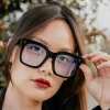 Bold Oversize Square Horn Rimmed Flat Lens Clear Glasses D093 sold by ZeroUV