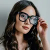 Bold Oversize Square Horn Rimmed Flat Lens Clear Glasses D093 sold by ZeroUV