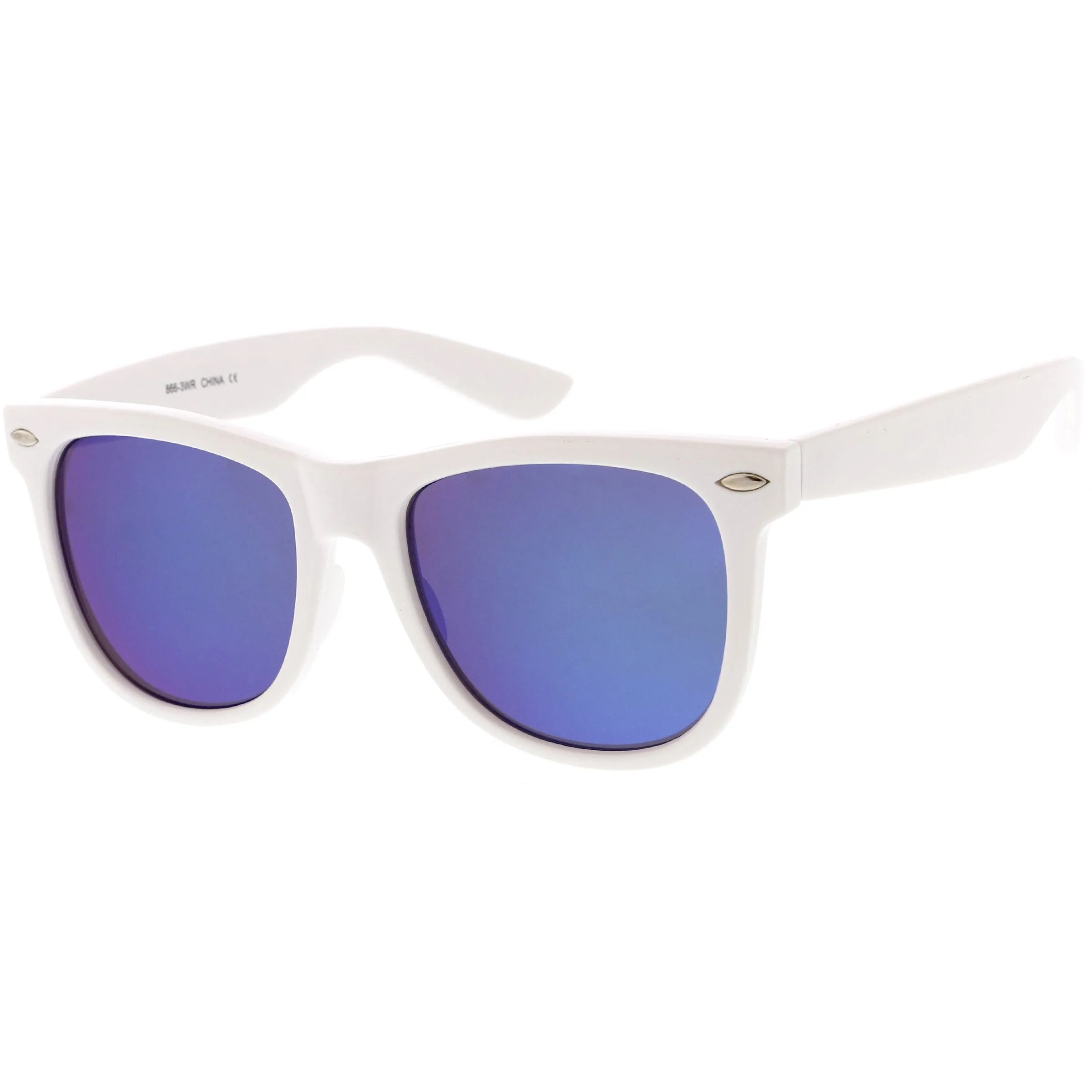 Large Classic Bold White Frame Flash Mirror Lens Horn Rimmed Sunglasses C996 sold by ZeroUV product image thumbnail 4