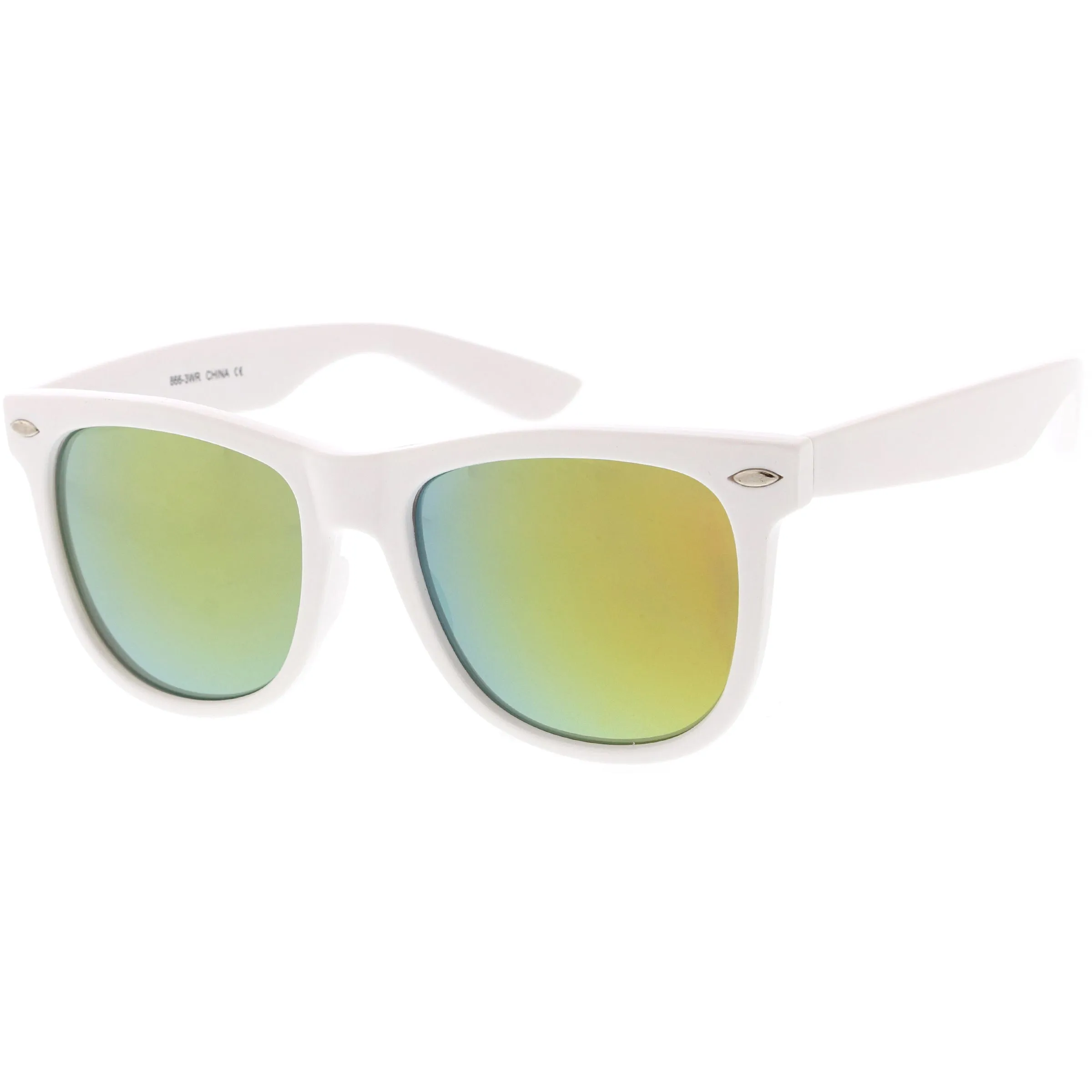 Large Classic Bold White Frame Flash Mirror Lens Horn Rimmed Sunglasses C996 sold by ZeroUV product image thumbnail 2