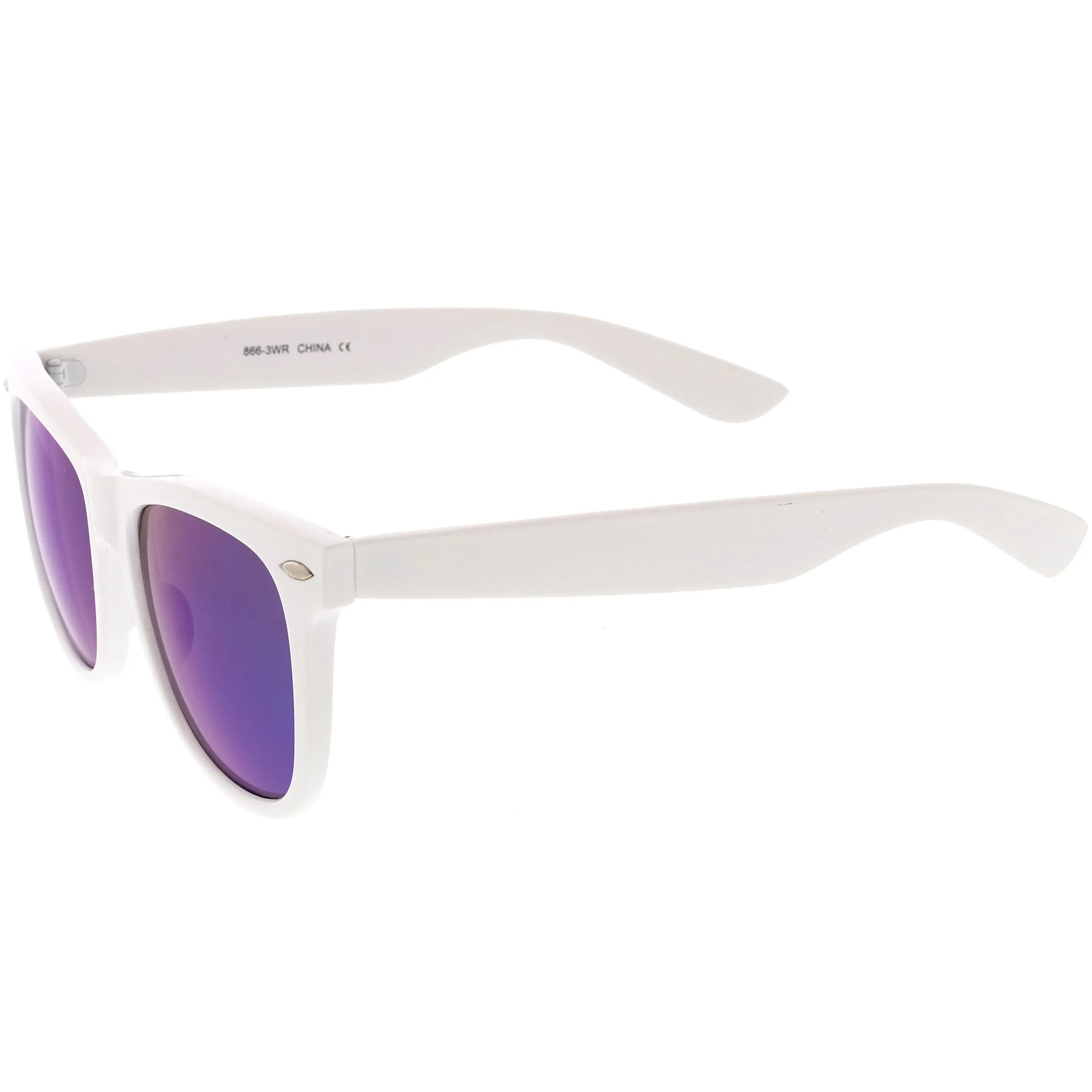 Large Classic Bold White Frame Flash Mirror Lens Horn Rimmed Sunglasses C996 sold by ZeroUV product image thumbnail 5