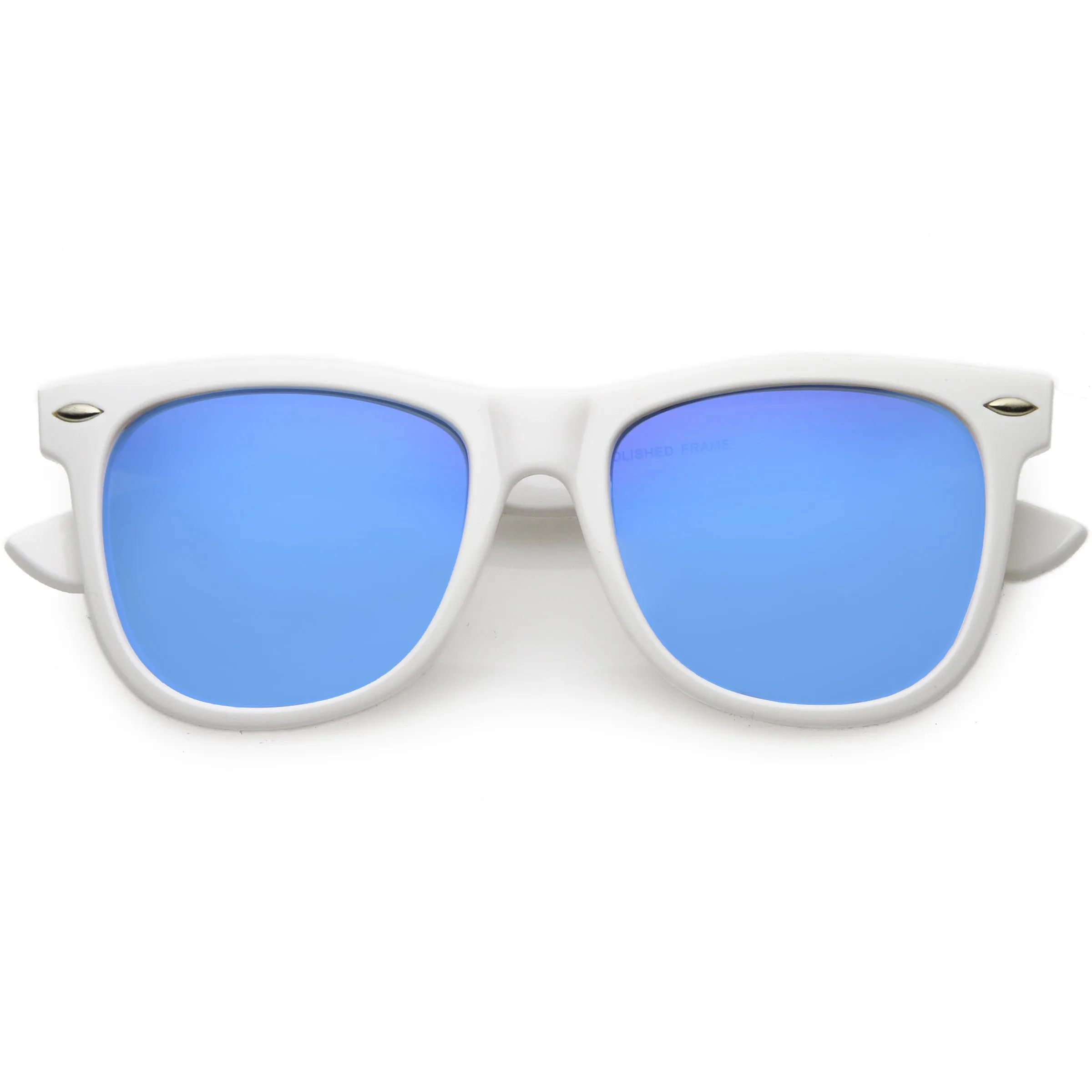 Large Classic Bold White Frame Flash Mirror Lens Horn Rimmed Sunglasses C996 sold by ZeroUV product image thumbnail 3