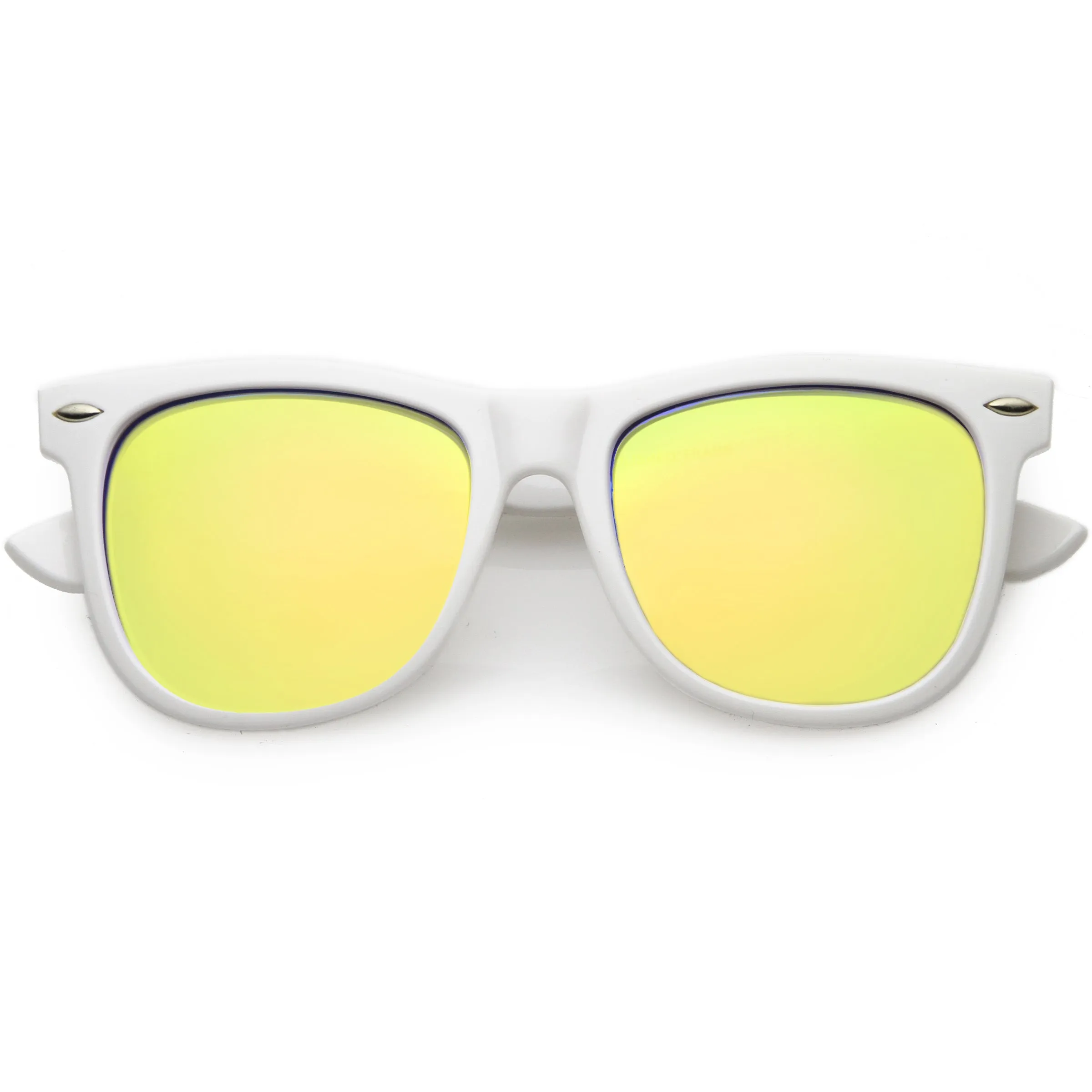 Large Classic Bold White Frame Flash Mirror Lens Horn Rimmed Sunglasses C996 sold by ZeroUV