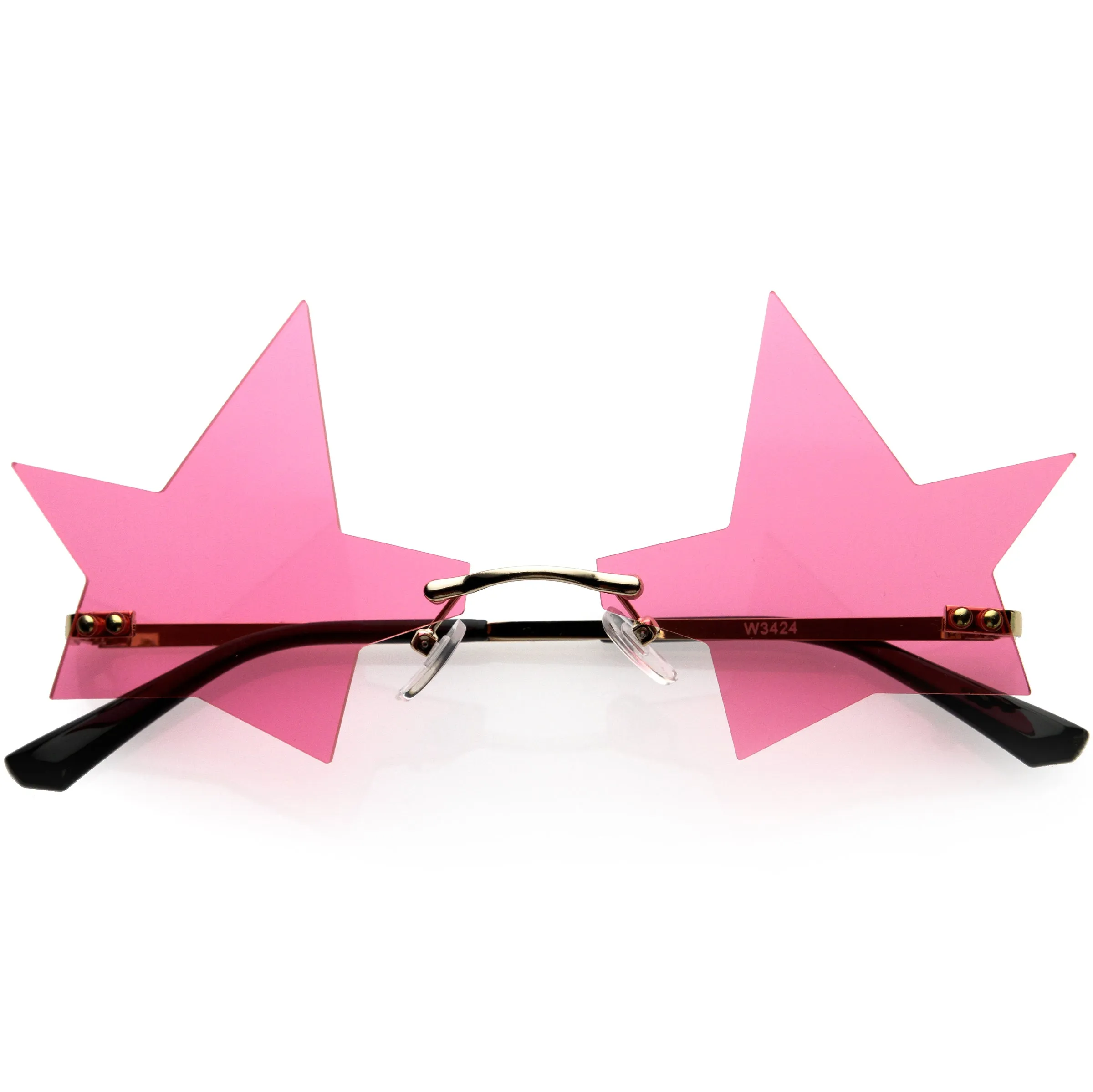 Chic Tinted Star Design Rimless Metal Frame Stars Sunglasses D083 sold by ZeroUV