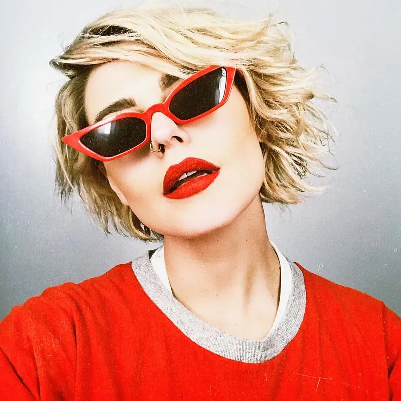 Women's 90's Thin Retro Pointed Cat Eye Sunglasses sold by ZeroUV