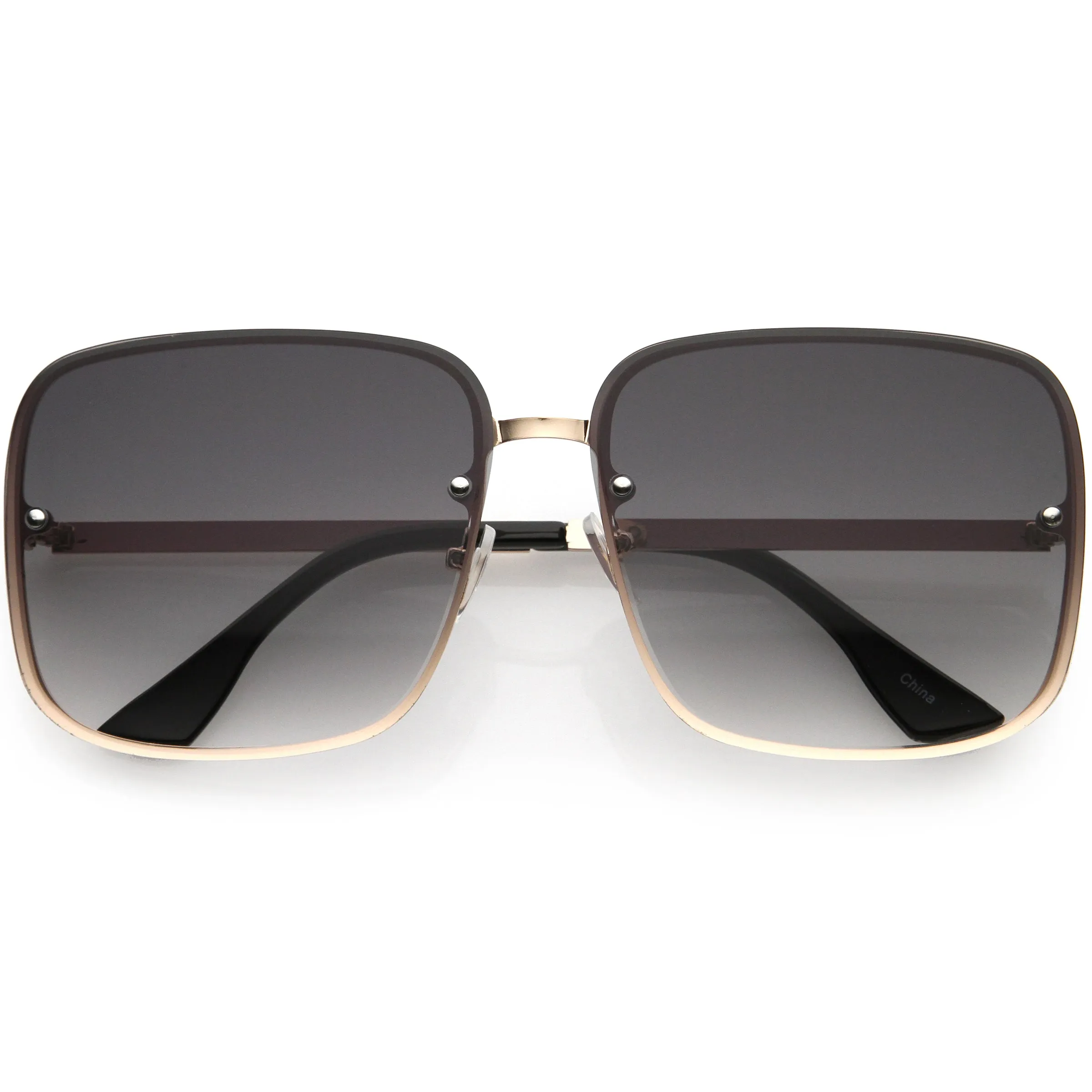 Luxe Chic Rimless Gradient Lens Square Oversize Sunglasses D103 sold by ZeroUV product image thumbnail 4
