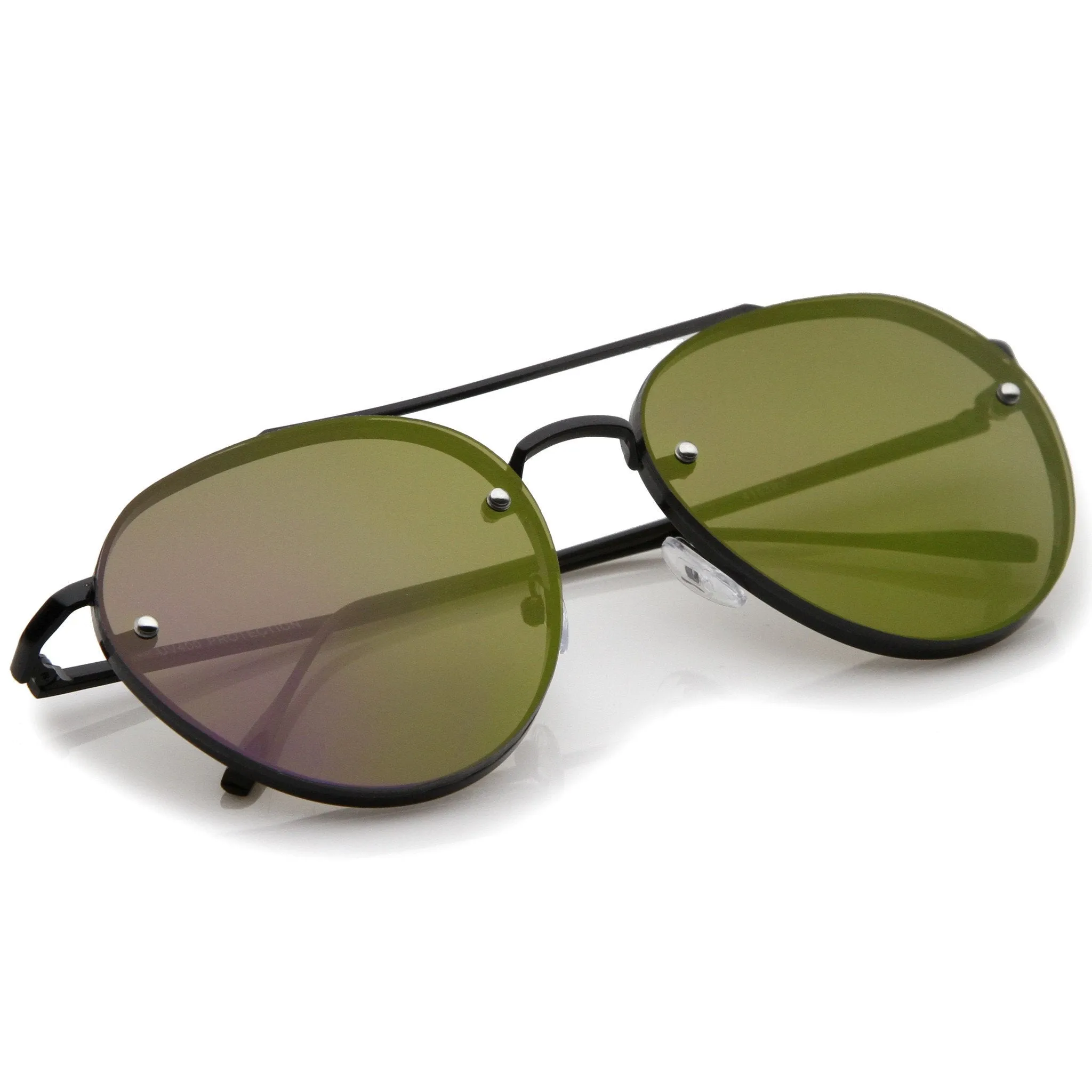Modern Rimless Mirrored Flat Lens Aviator Sunglasses A823 sold by ZeroUV product image thumbnail 4