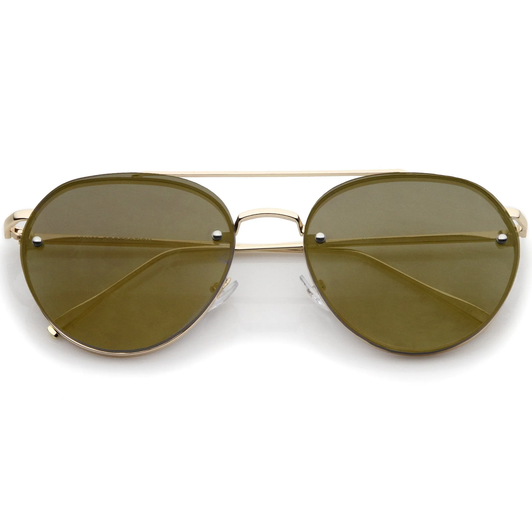 Modern Rimless Mirrored Flat Lens Aviator Sunglasses A823 sold by ZeroUV