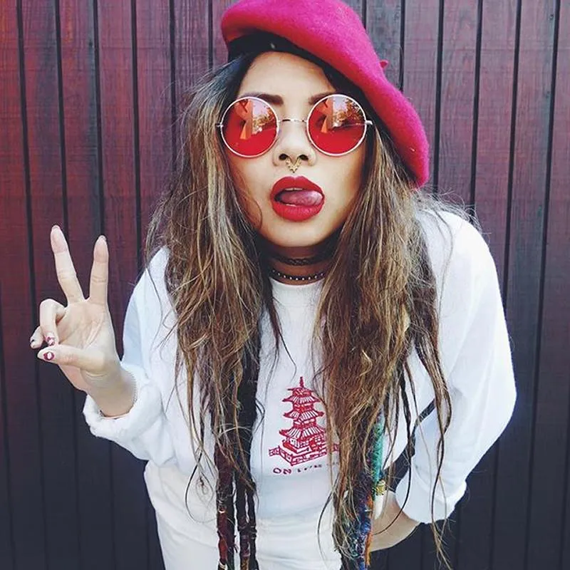 Retro Hippie Metal Lennon Round Color Lens Sunglasses sold by ZeroUV product image thumbnail 2