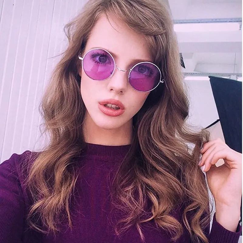 Retro Hippie Metal Lennon Round Color Lens Sunglasses sold by ZeroUV product image thumbnail 4