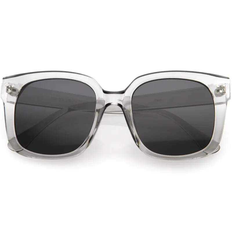 Posh Oversize Neutral Colored Lens Square Horn Rimmed Sunglasses D104 sold by ZeroUV