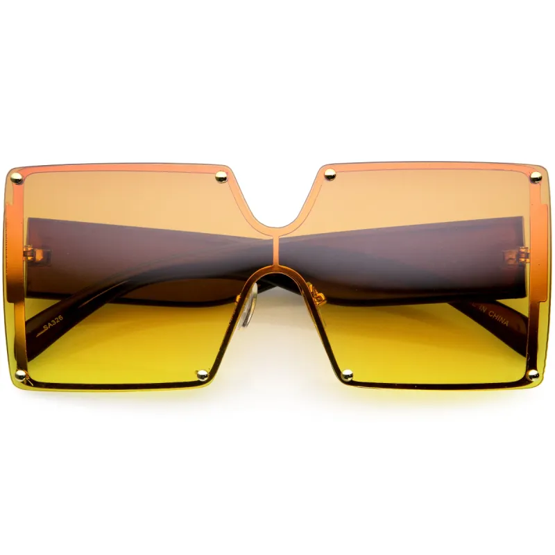 Oversize Chunky Gradient Lens Square Shield Sunglasses D132 sold by ZeroUV
