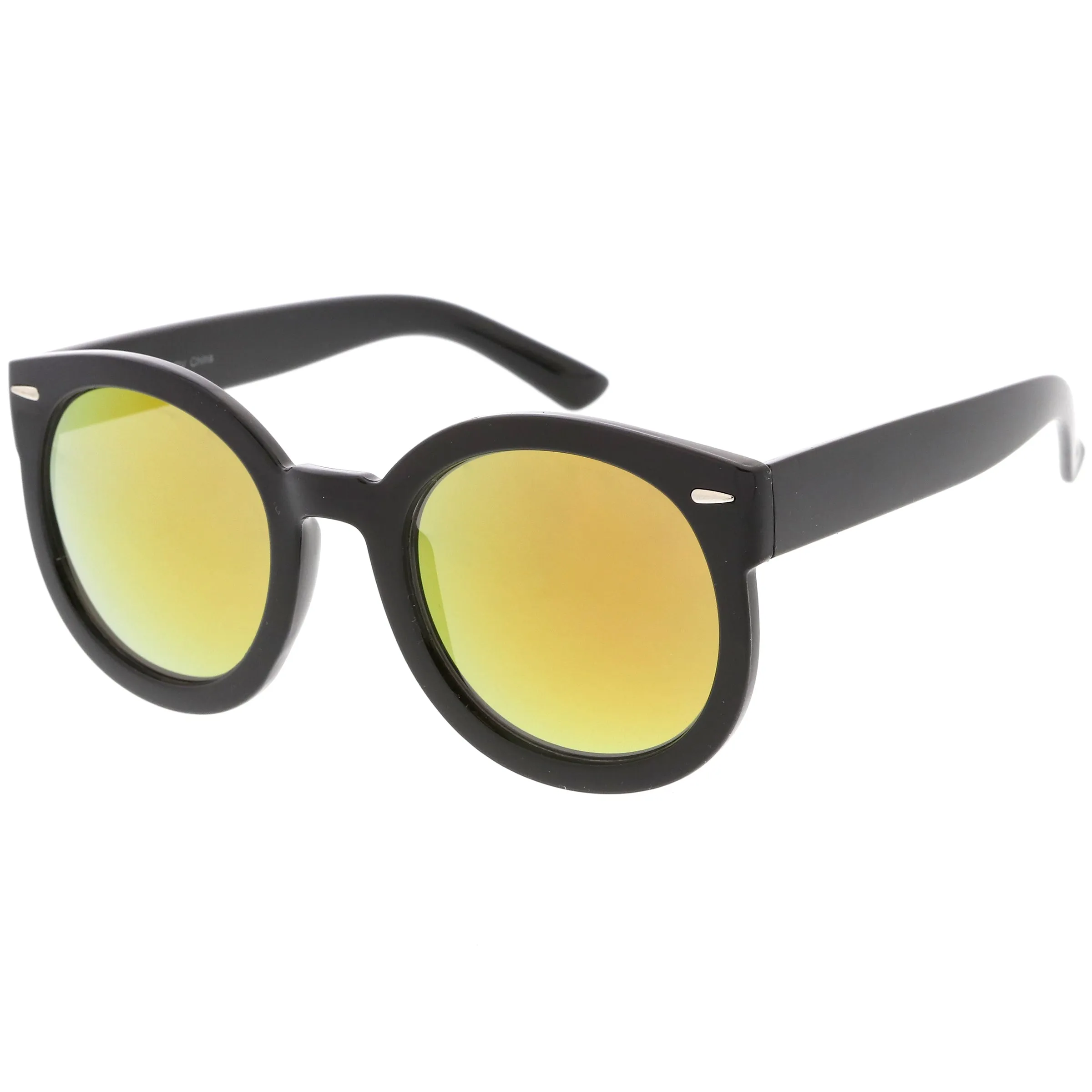 Round Retro Oversized Sunglasses for Women with Colored Mirror and Neutral Lens C687 sold by ZeroUV product image thumbnail 4