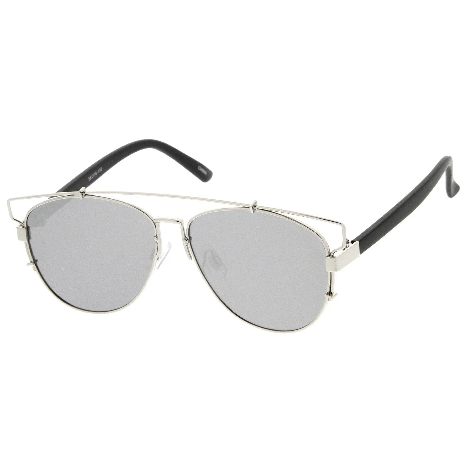Modern Metal Crossbar Mirrored Lens Flat Front Sunglasses A145 sold by ZeroUV product image thumbnail 2