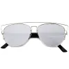 Modern Metal Crossbar Mirrored Lens Flat Front Sunglasses A145 sold by ZeroUV