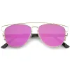 Modern Metal Crossbar Mirrored Lens Flat Front Sunglasses A145 sold by ZeroUV