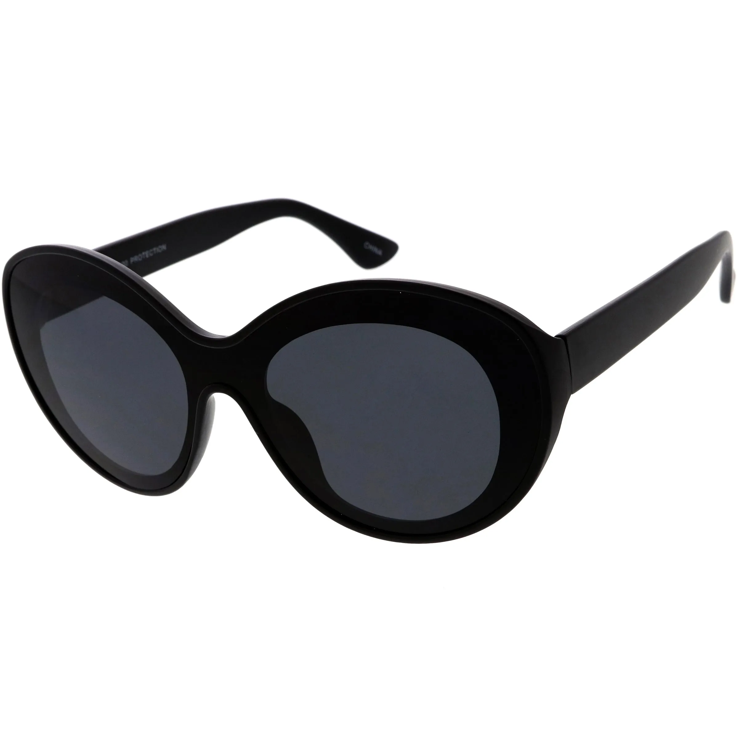 Elegant Oversize Retro Shield Neutral Colored Lens Oval Sunglasses D067 sold by ZeroUV product image thumbnail 5