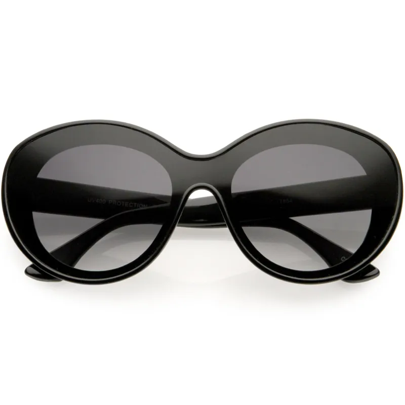 Elegant Oversize Retro Shield Neutral Colored Lens Oval Sunglasses D067 sold by ZeroUV