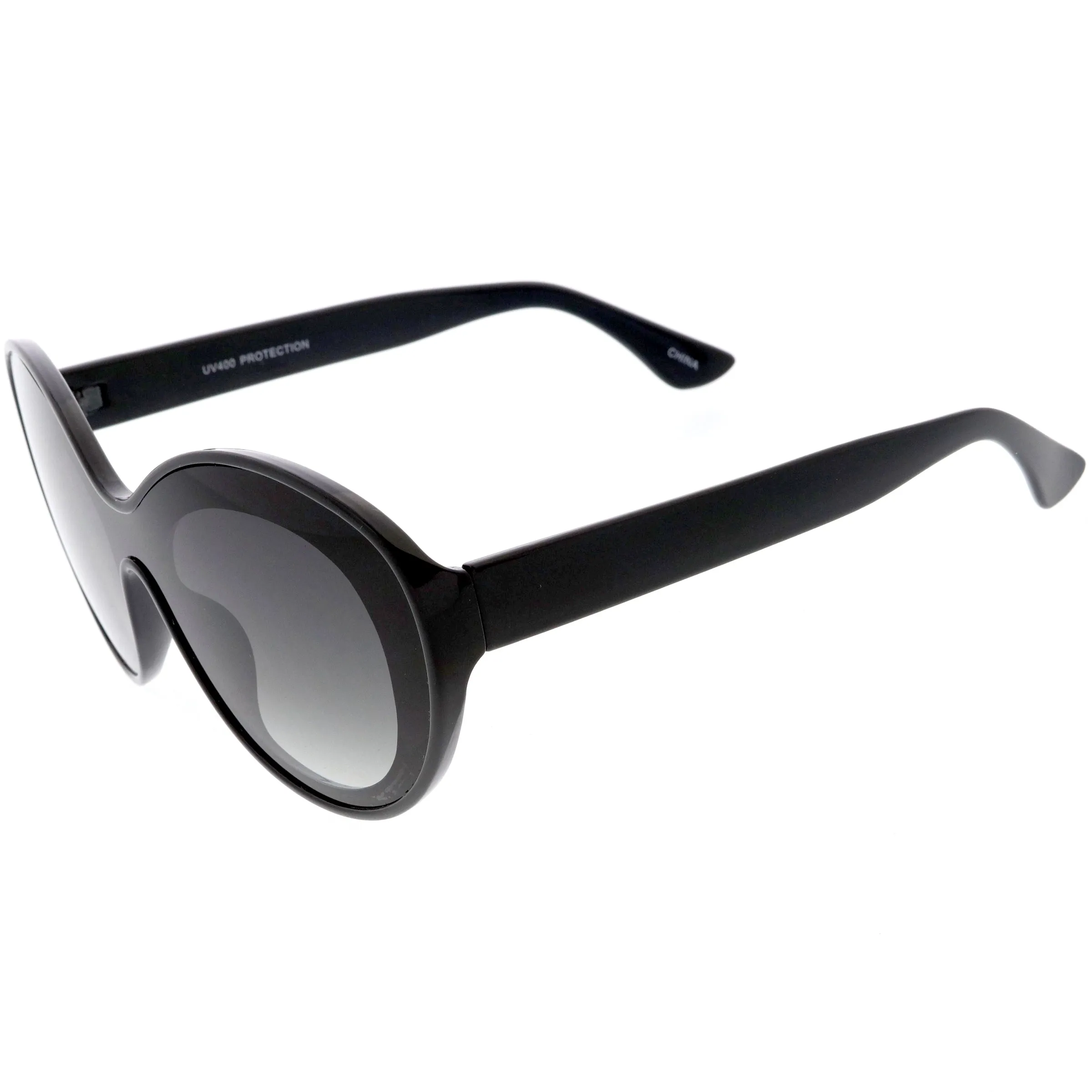 Elegant Oversize Retro Shield Neutral Colored Lens Oval Sunglasses D067 sold by ZeroUV product image thumbnail 2