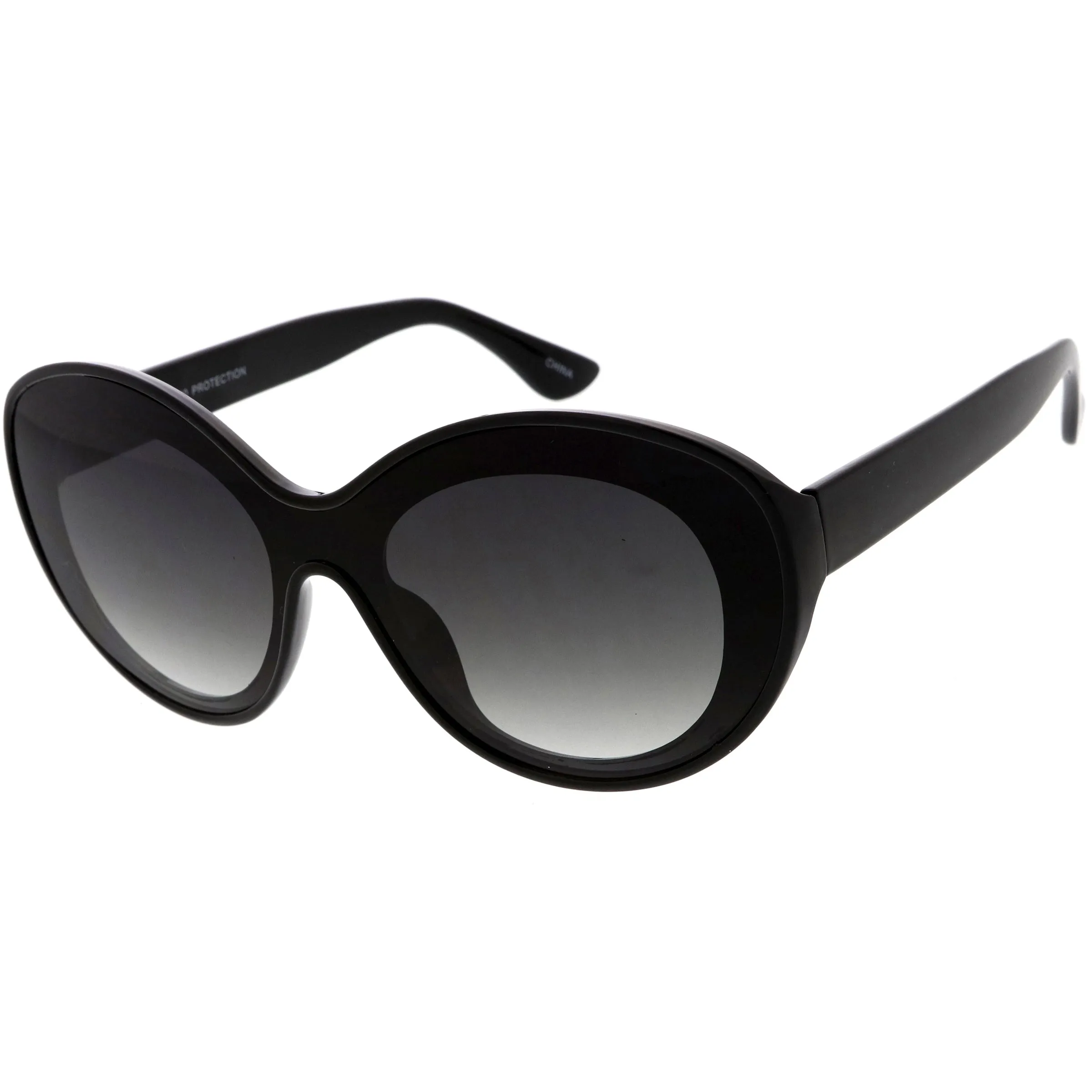 Elegant Oversize Retro Shield Neutral Colored Lens Oval Sunglasses D067 sold by ZeroUV product image thumbnail 3