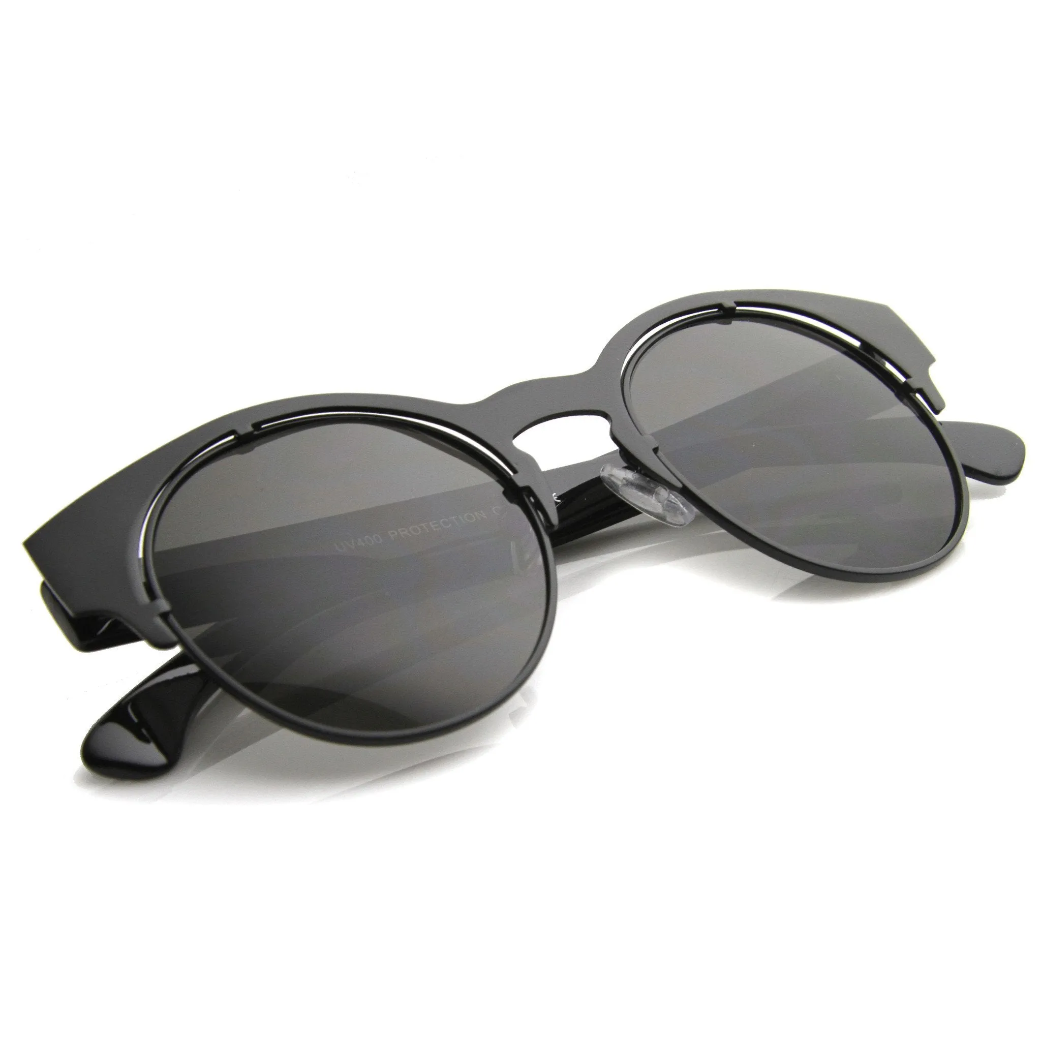 Round Steampunk Horned Rim Laser Cut Metal Sunglasses 9981 sold by ZeroUV product image thumbnail 4