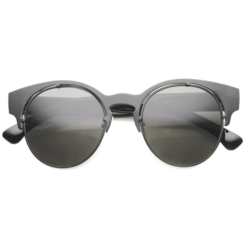 Round Steampunk Horned Rim Laser Cut Metal Sunglasses 9981 sold by ZeroUV