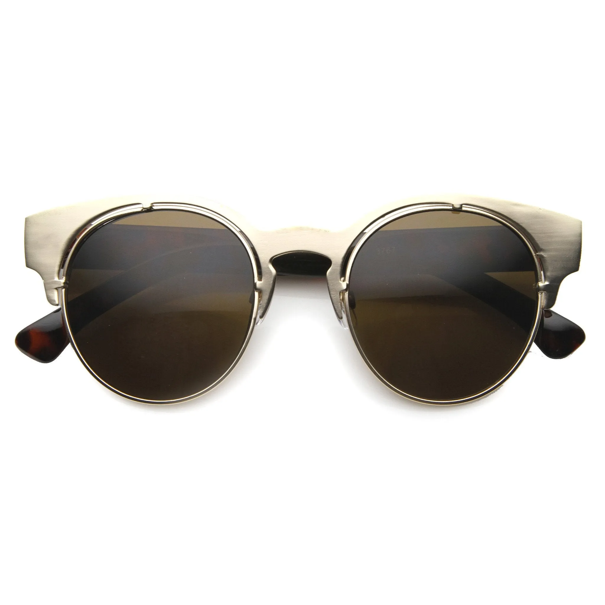 Round Steampunk Horned Rim Laser Cut Metal Sunglasses 9981 sold by ZeroUV product image thumbnail 5