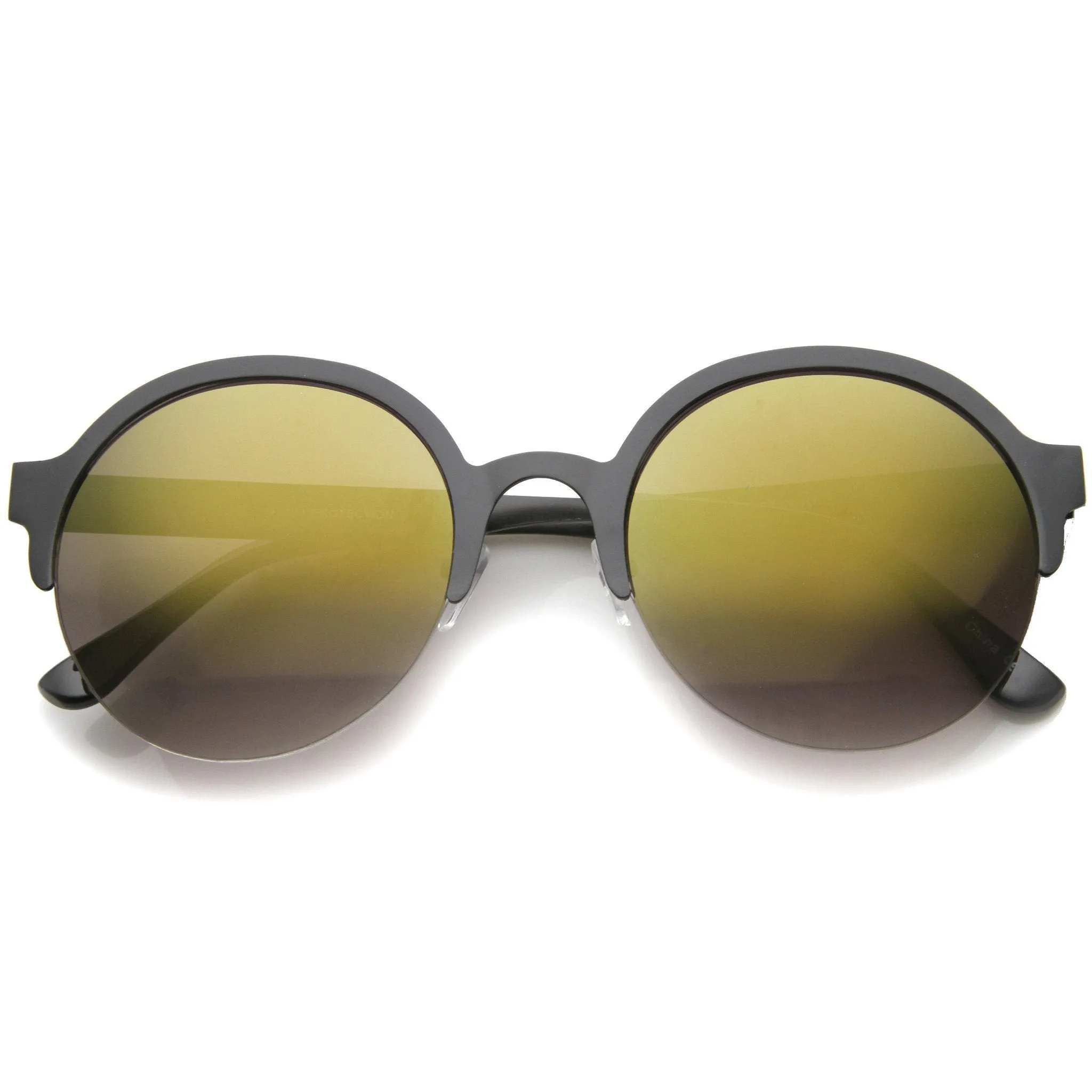 Modern Round Half Frame Mirrored Lens Sunglasses A221 sold by ZeroUV product image thumbnail 3