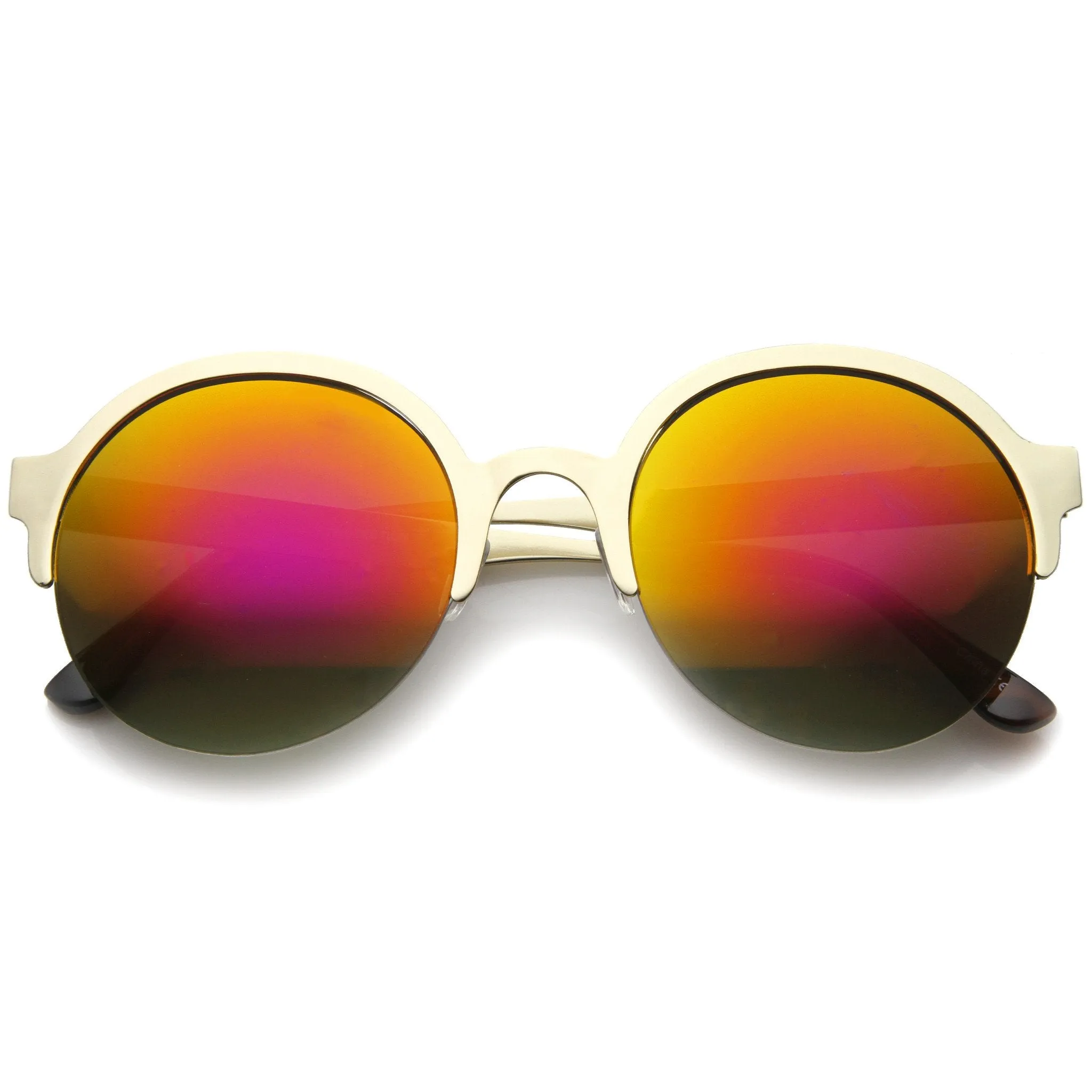 Modern Round Half Frame Mirrored Lens Sunglasses A221 sold by ZeroUV product image thumbnail 2