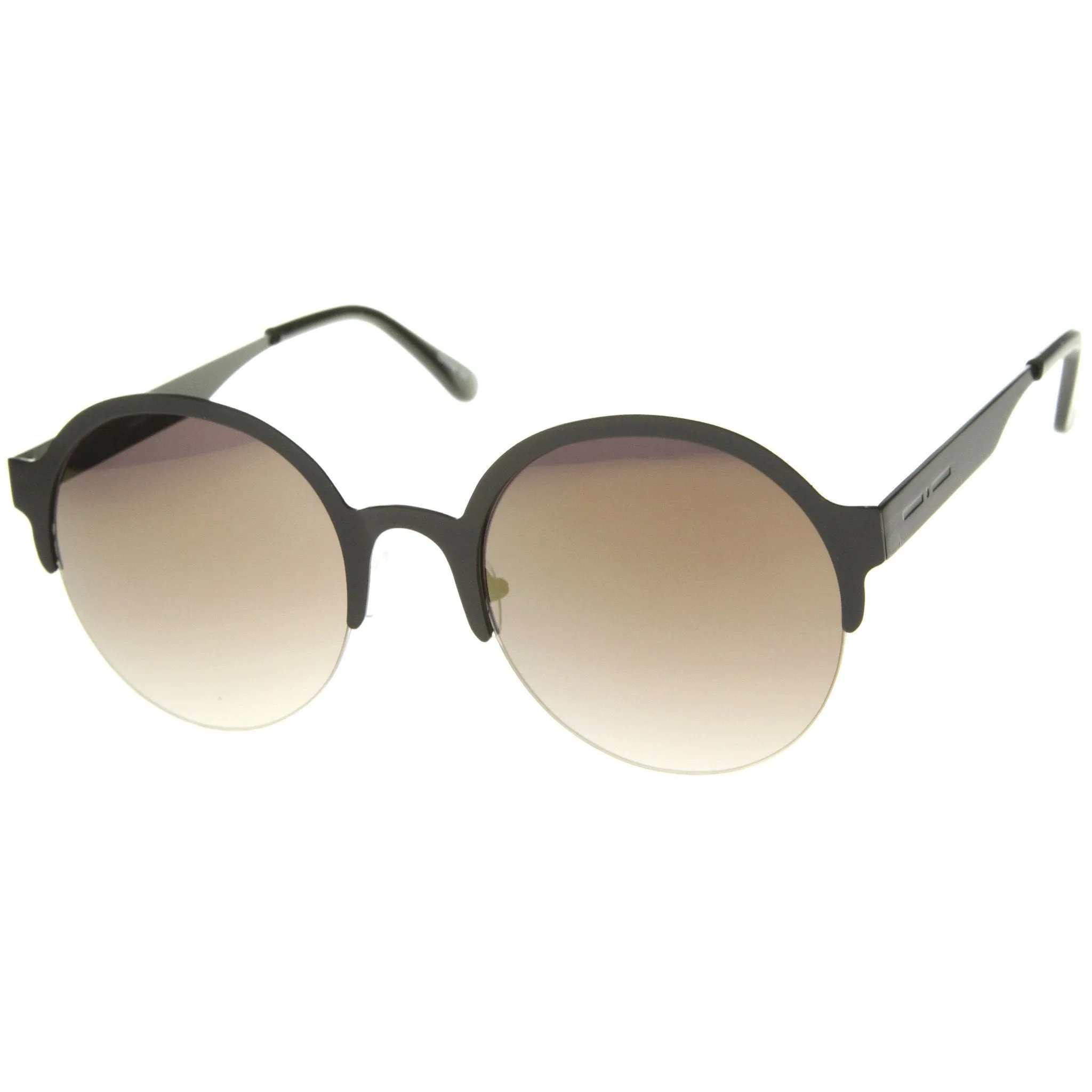 Modern Round Half Frame Mirrored Lens Sunglasses A221 sold by ZeroUV product image thumbnail 4