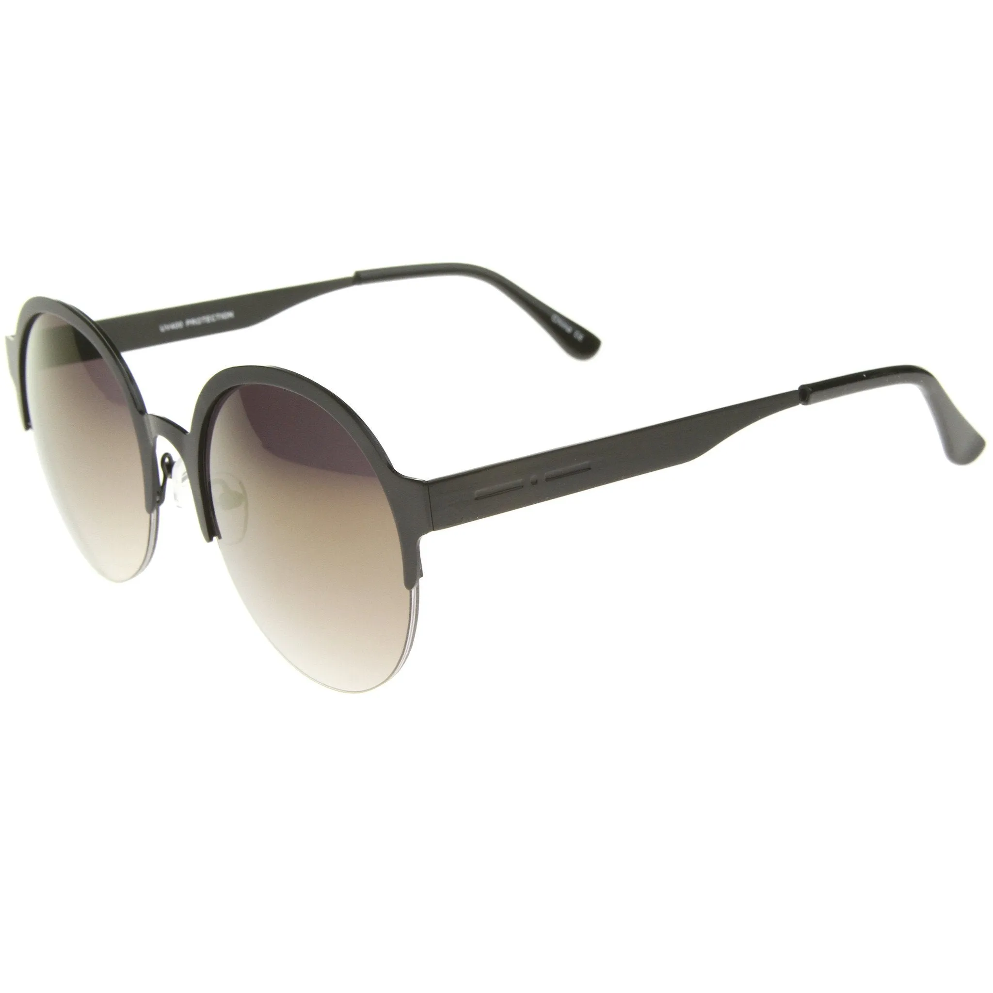 Modern Round Half Frame Mirrored Lens Sunglasses A221 sold by ZeroUV product image thumbnail 5