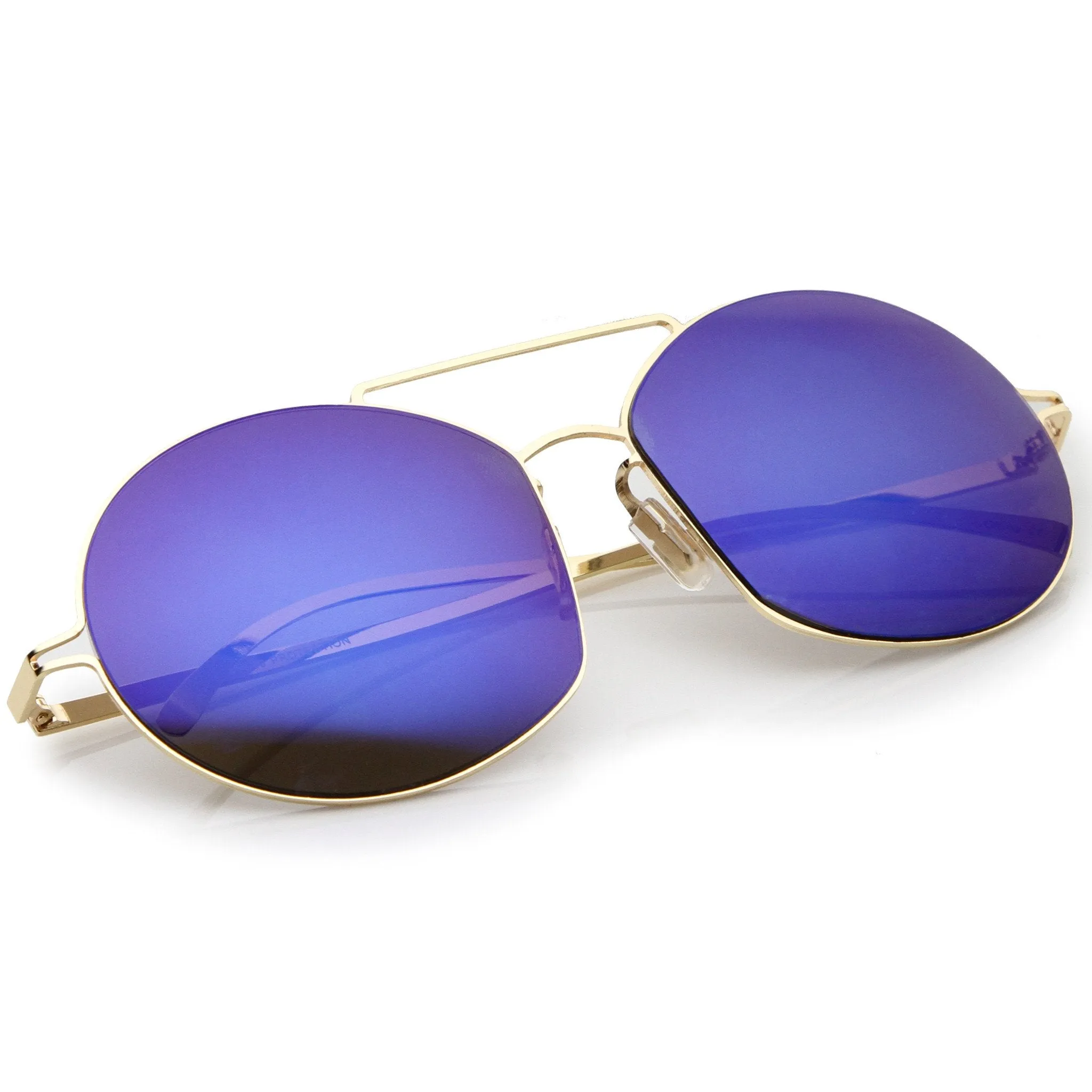 Modern Thin Metal Frame Mirrored Flat Lens Sunglasses A788 sold by ZeroUV product image thumbnail 4