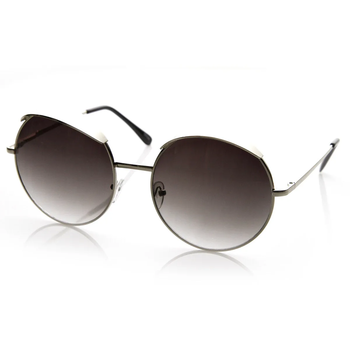 Oversize Eye Brow Designer Round Metal Sunglasses 8626 sold by ZeroUV product image thumbnail 2