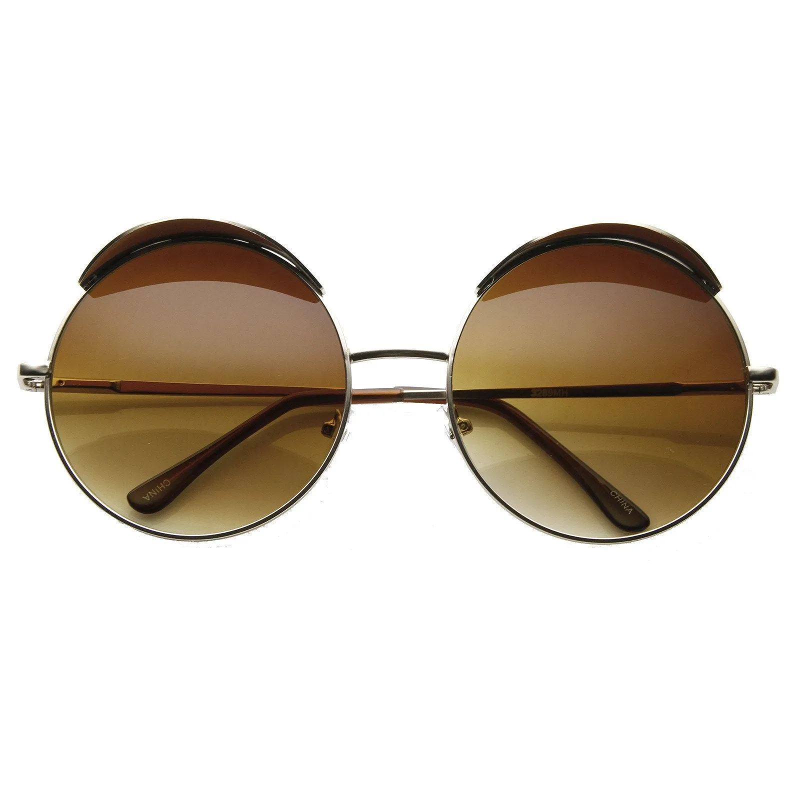 Oversize Eye Brow Designer Round Metal Sunglasses 8626 sold by ZeroUV product image thumbnail 3