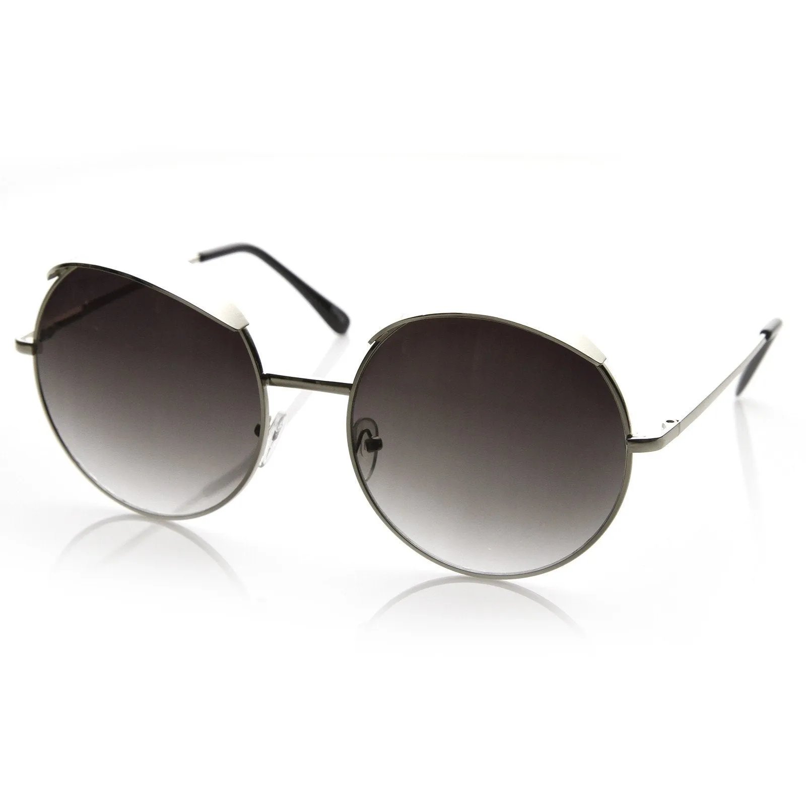 Oversize Eye Brow Designer Round Metal Sunglasses 8626 sold by ZeroUV