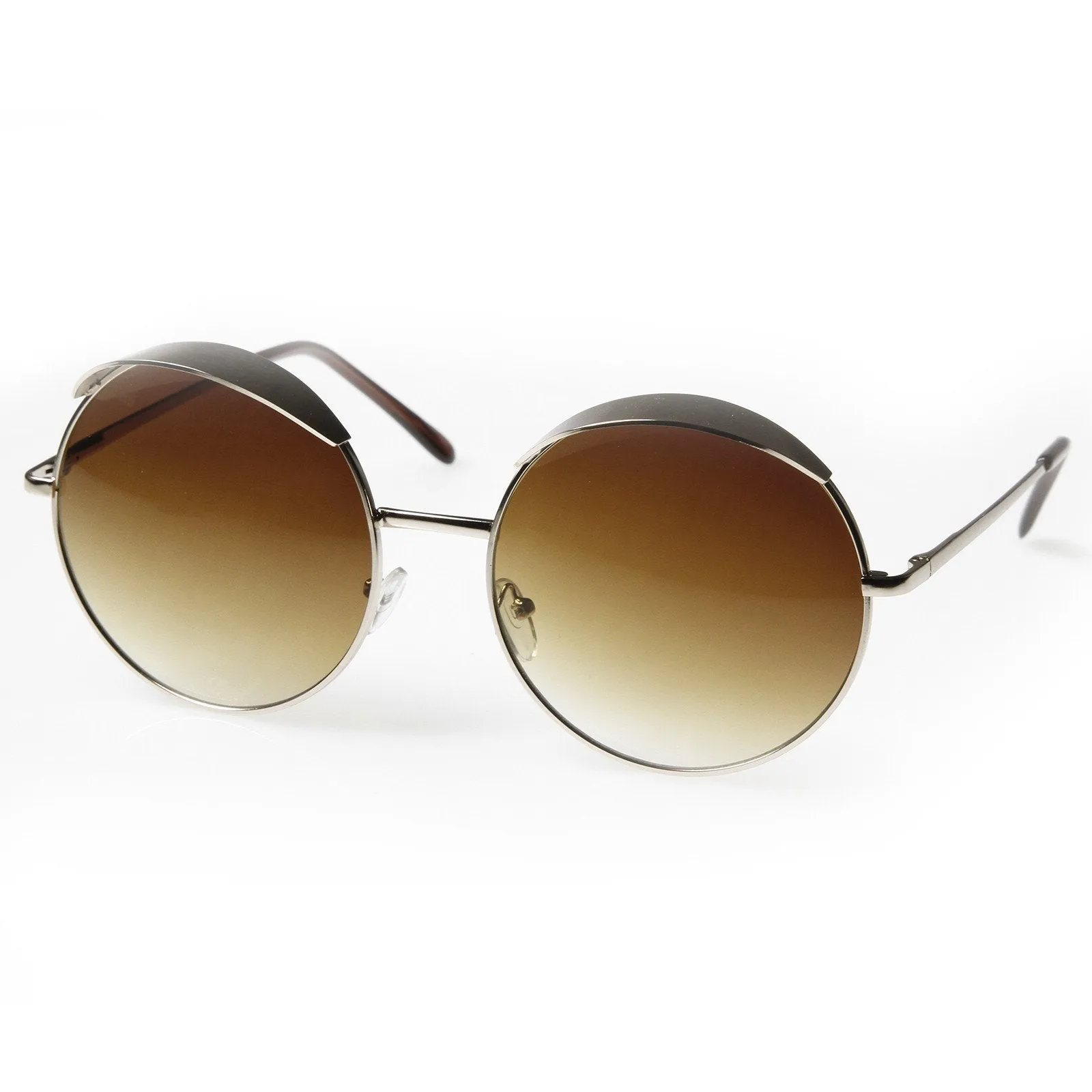 Oversize Eye Brow Designer Round Metal Sunglasses 8626 sold by ZeroUV product image thumbnail 4