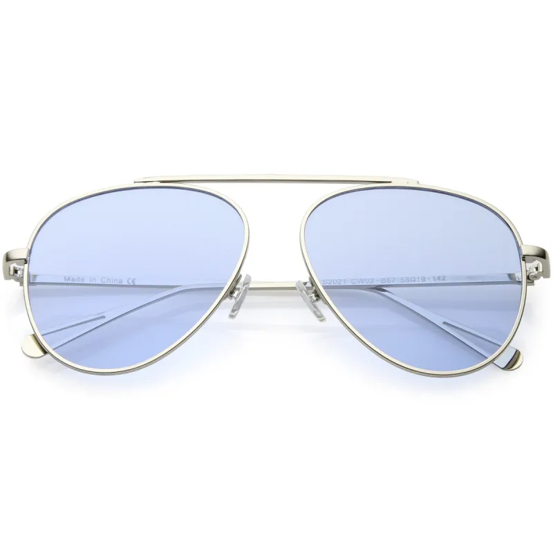 Premium Oversize Color Tone Flat Lens Metal Aviator Sunglasses C508 sold by ZeroUV