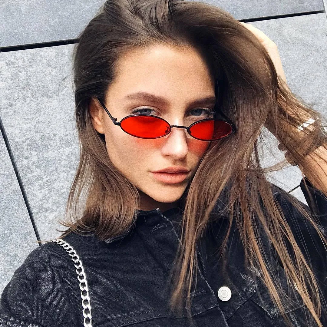 Small 1990's Retro Color Tone Metal Oval Sunglasses C595 sold by ZeroUV product image thumbnail 2