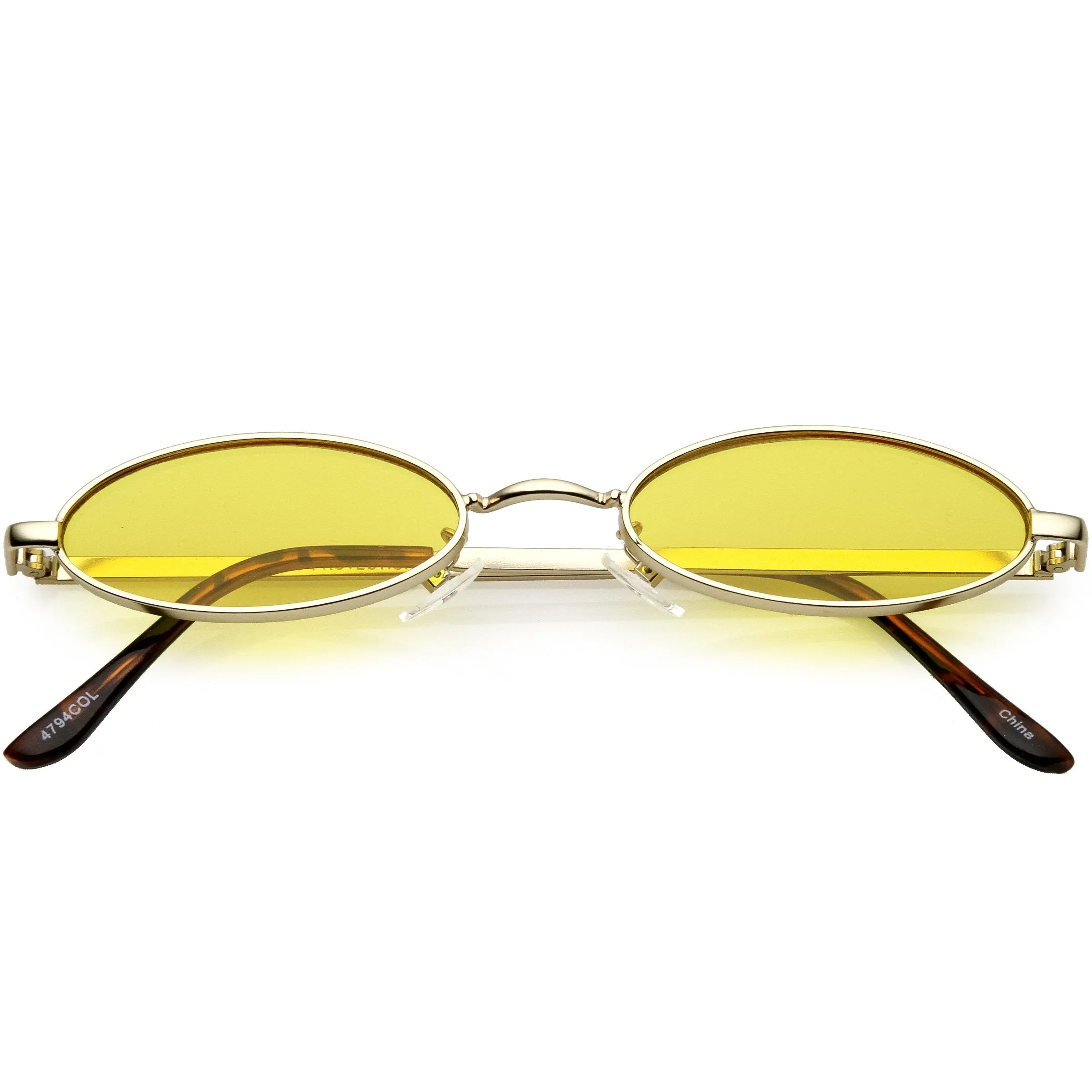 Small 1990's Retro Color Tone Metal Oval Sunglasses C595 sold by ZeroUV