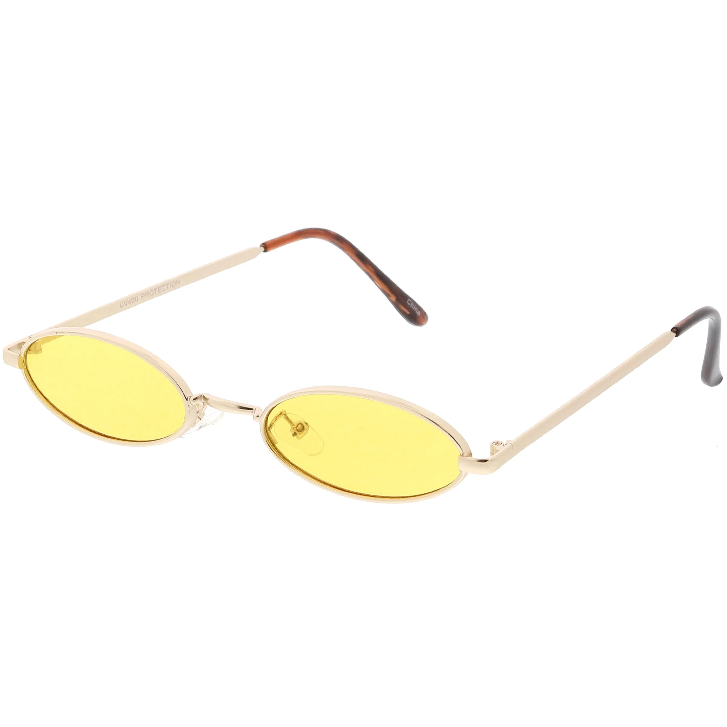 Small 1990's Retro Color Tone Metal Oval Sunglasses C595 sold by ZeroUV product image thumbnail 4