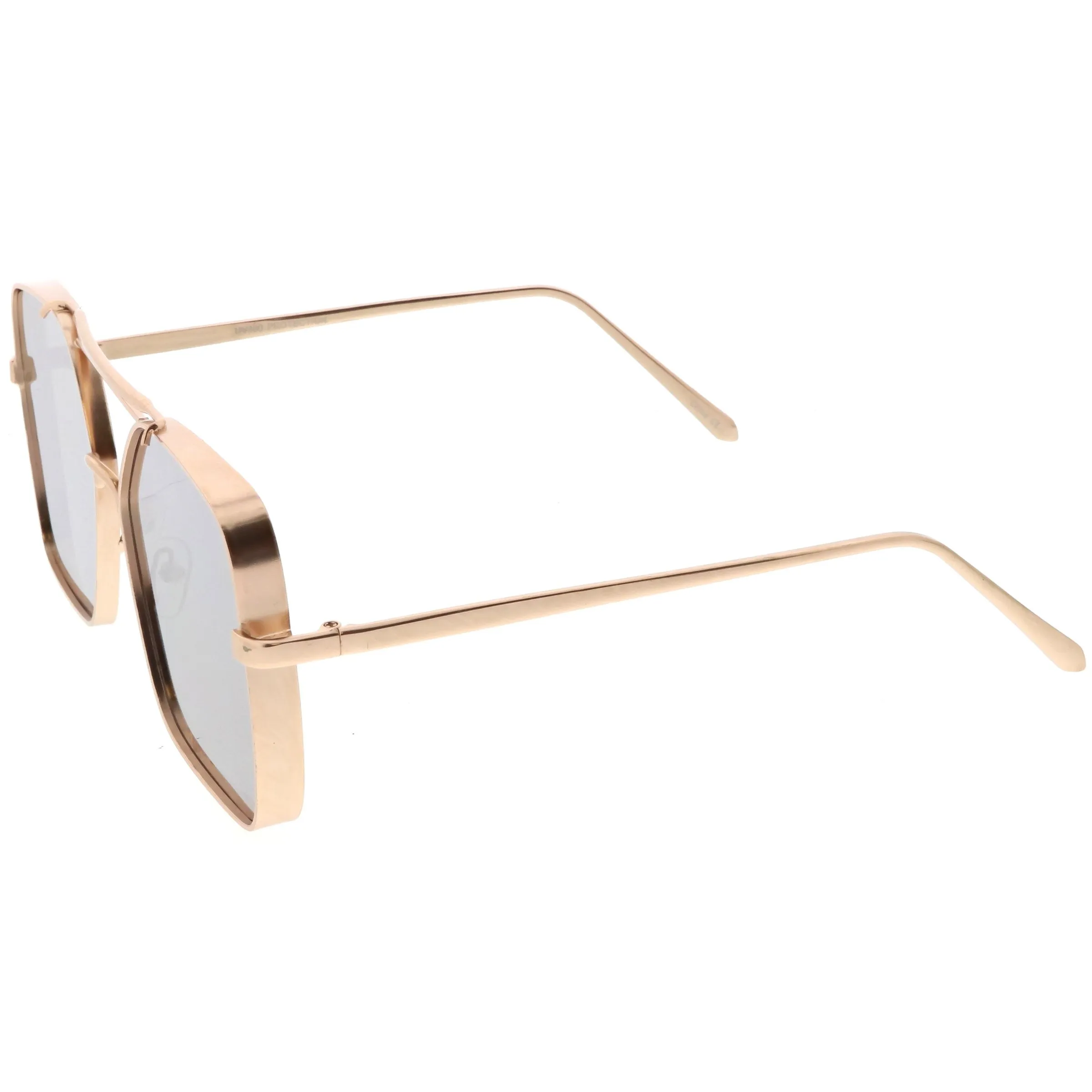 Oversize Reinforced Metal Mirrored Flat Lens Aviator Sunglasses C200 sold by ZeroUV product image thumbnail 5