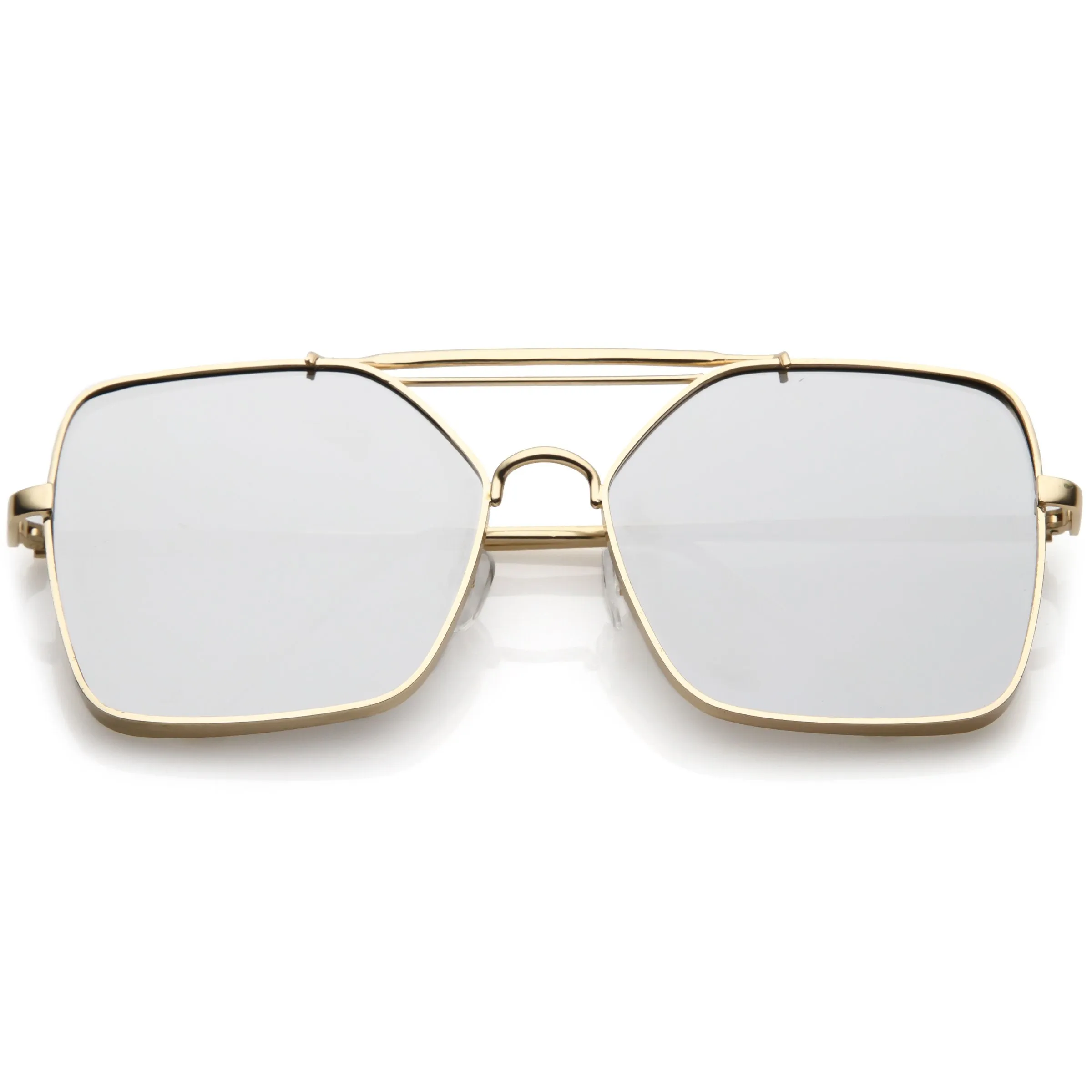 Oversize Reinforced Metal Mirrored Flat Lens Aviator Sunglasses C200 sold by ZeroUV product image thumbnail 3
