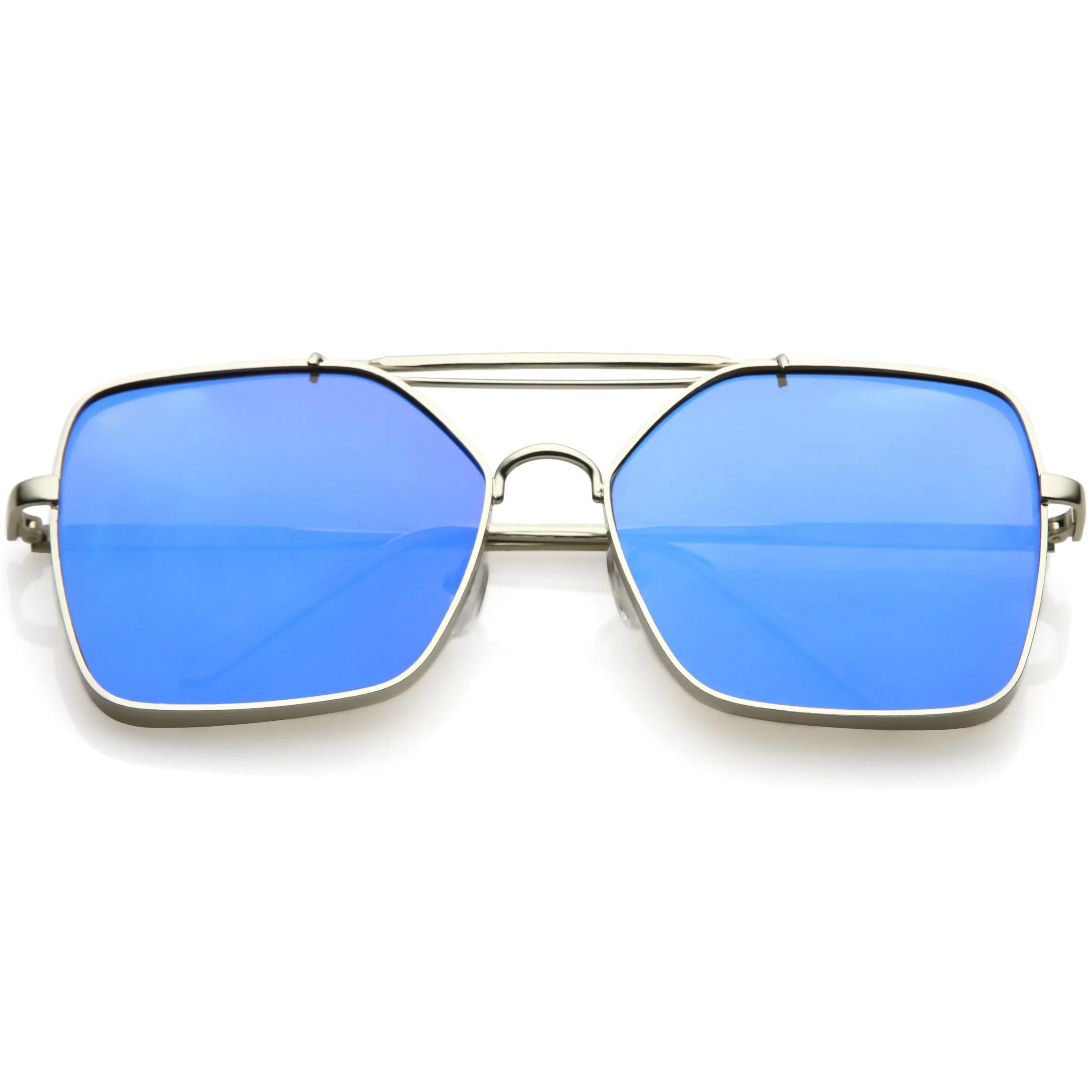 Oversize Reinforced Metal Mirrored Flat Lens Aviator Sunglasses C200 sold by ZeroUV product image thumbnail 2