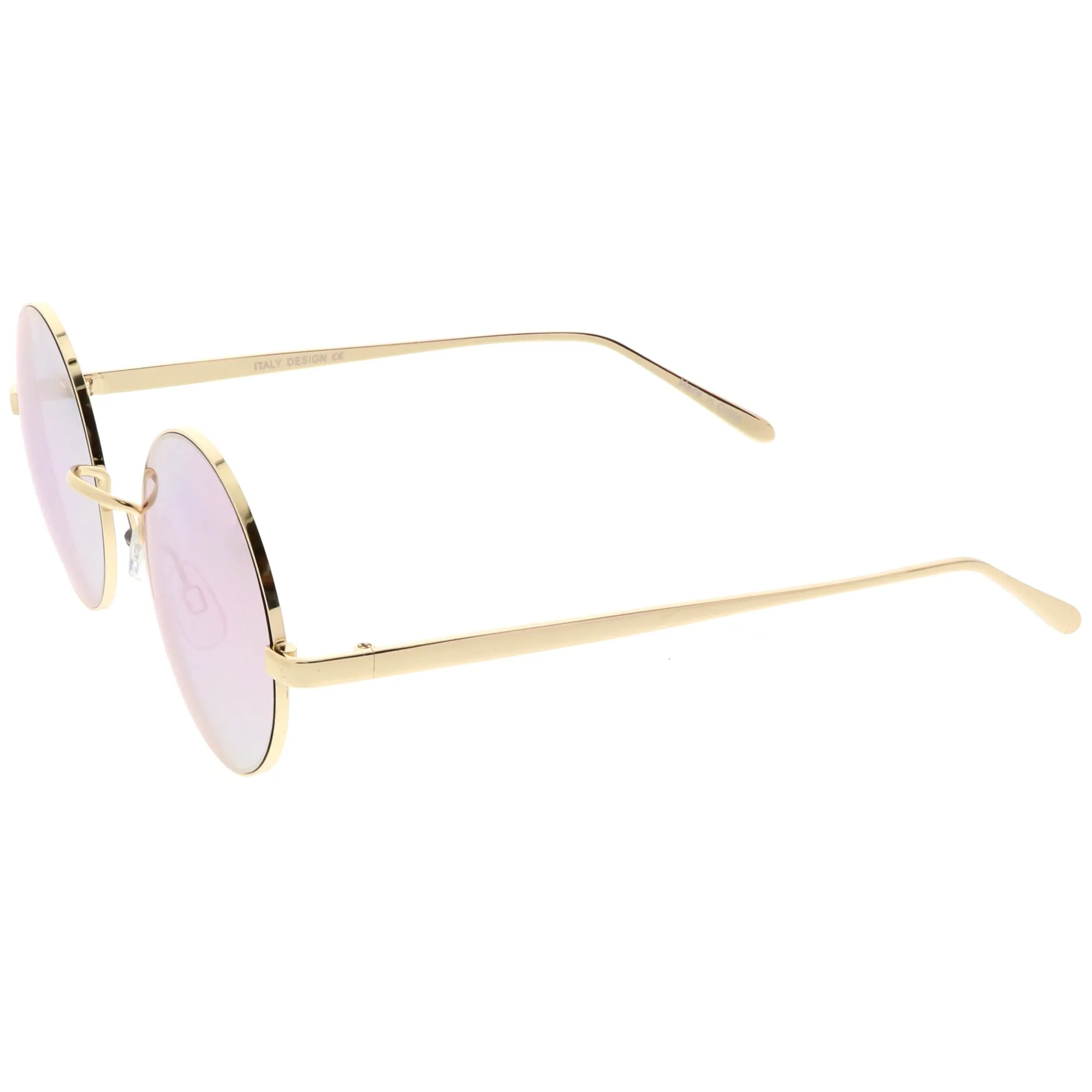 Premium Round Metal Flash Mirrored Flat Lens Sunglasses C465 sold by ZeroUV product image thumbnail 3