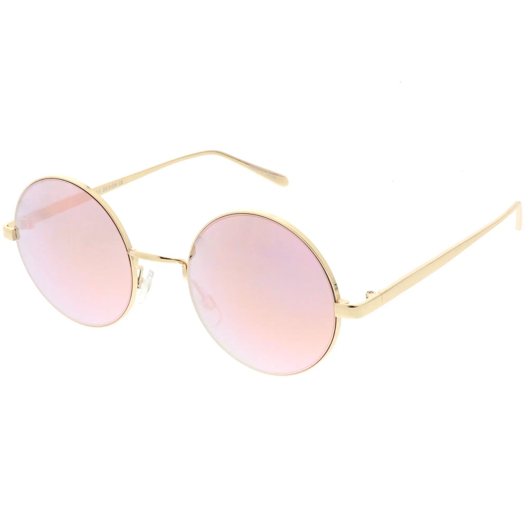 Premium Round Metal Flash Mirrored Flat Lens Sunglasses C465 sold by ZeroUV product image thumbnail 2