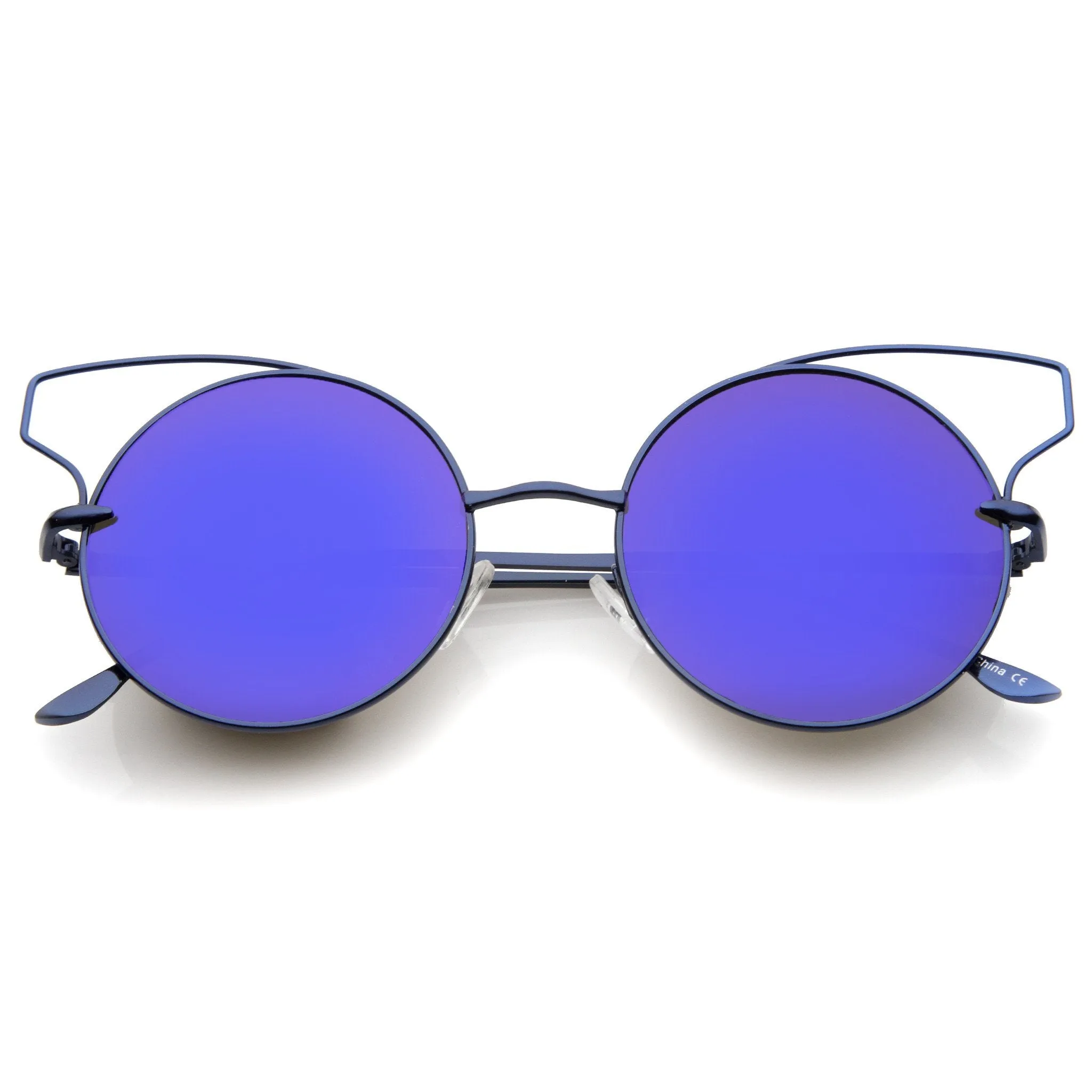 Wire Flare Round Cat Eye Mirrored Lens Sunglasses A341 sold by ZeroUV product image thumbnail 5
