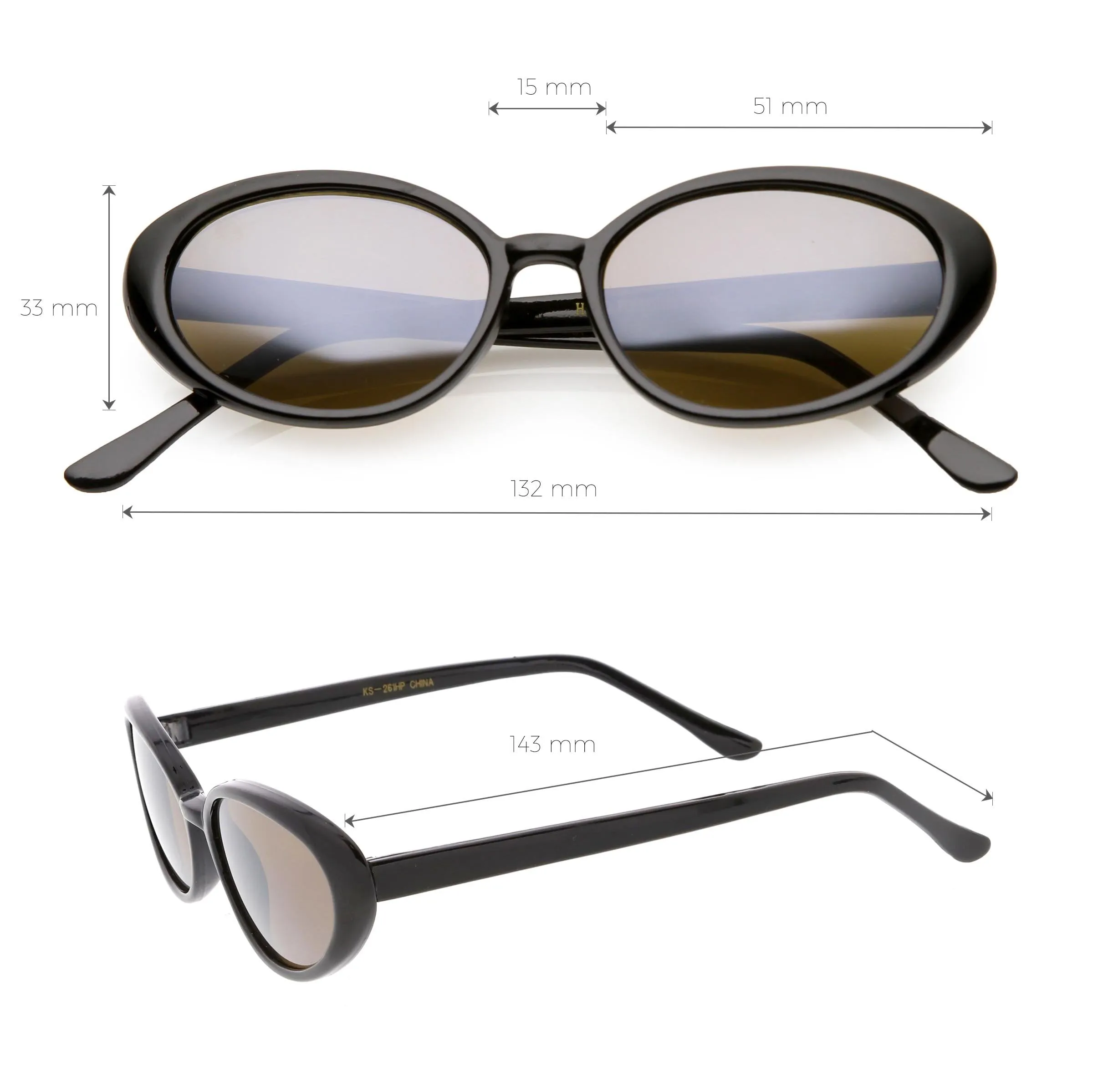 Women's Retro True Vintage Round Oval Mirrored Lens Sunglasses C654 sold by ZeroUV product image thumbnail 2