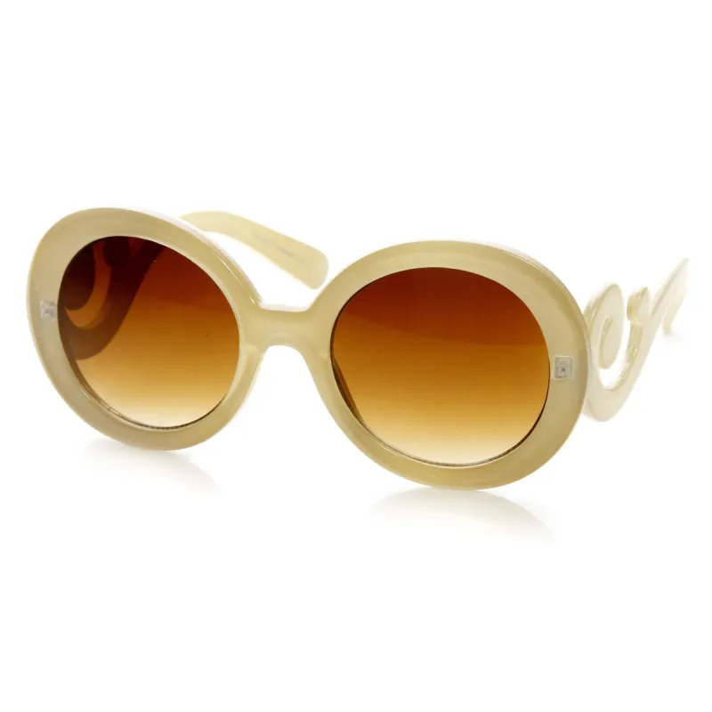 Trendy Women's Fashion Swirl Temple Round Sunglasses 9347 sold by ZeroUV